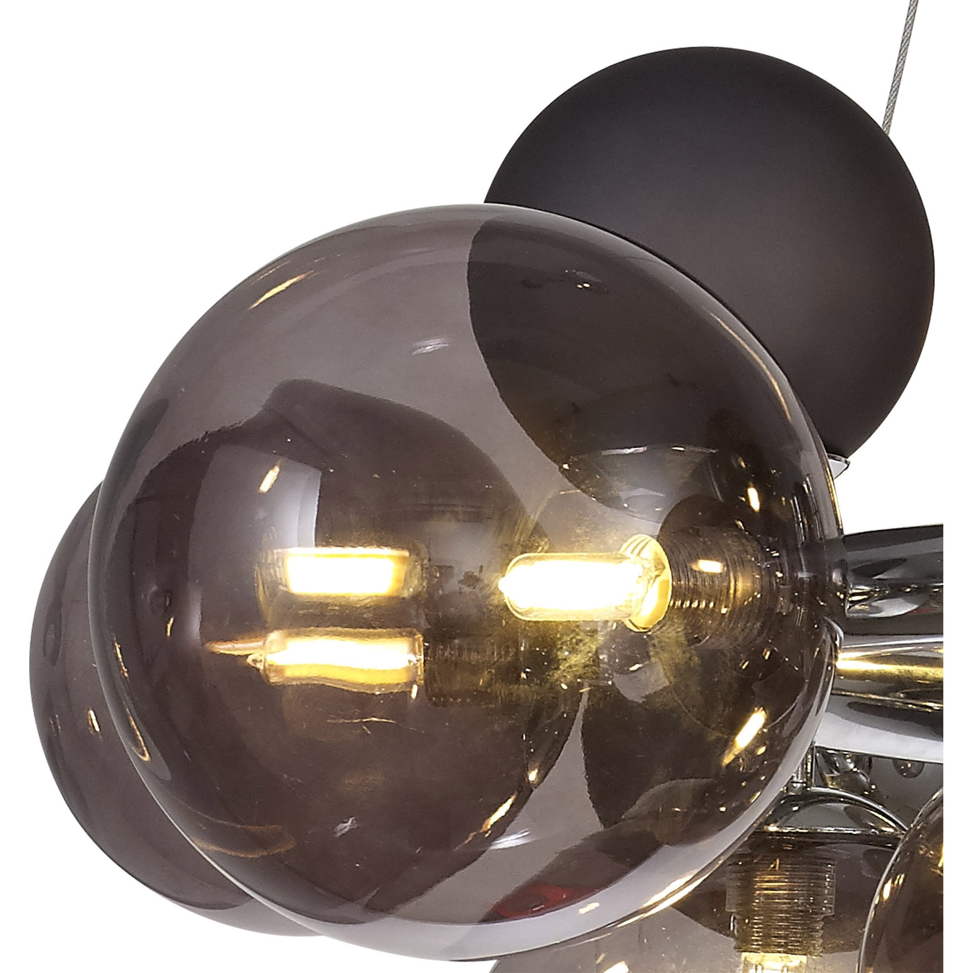 Fabula Roding 12 Light Circular Pendant - Polished Chrome, Smoked & Black Glass