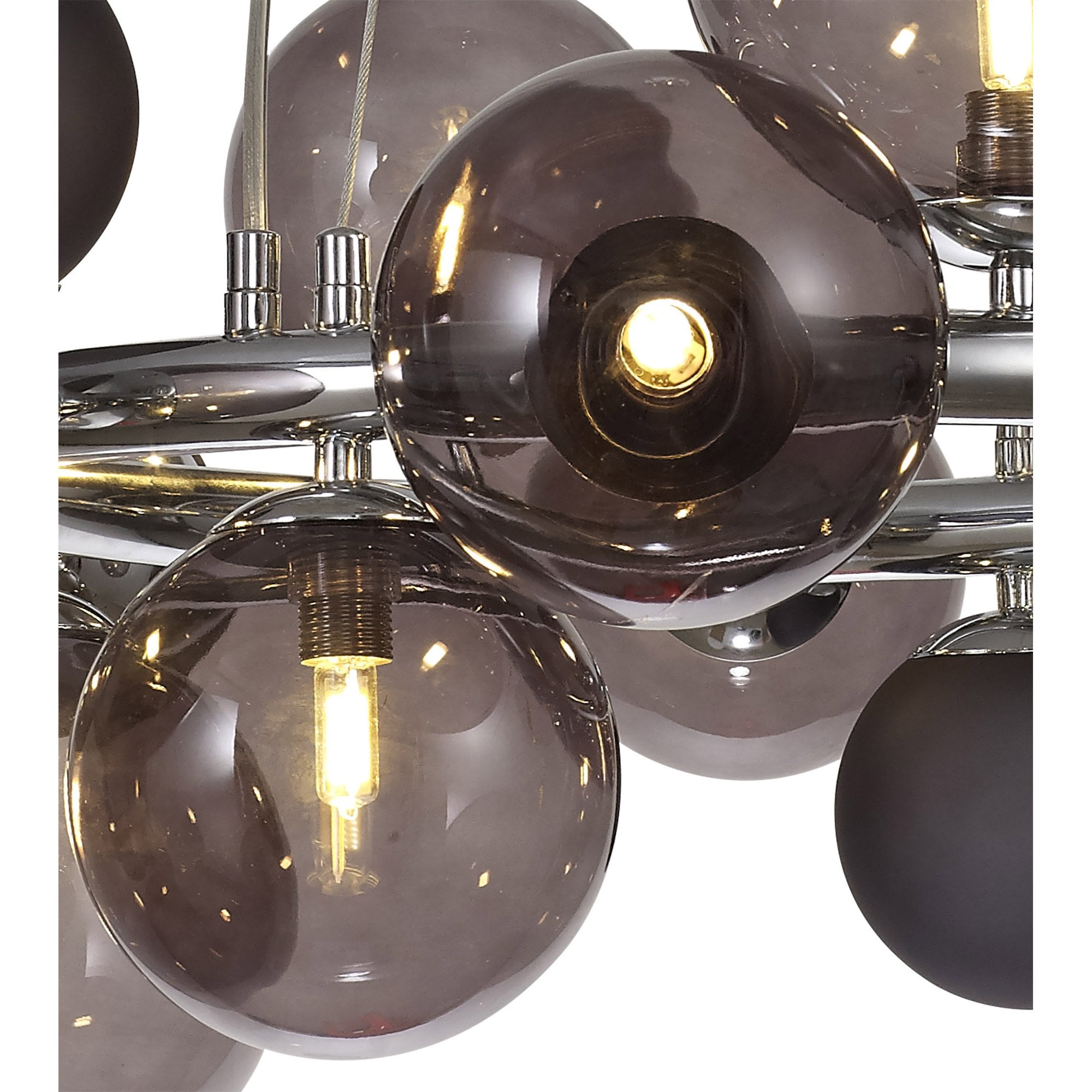 Fabula Roding 12 Light Circular Pendant - Polished Chrome, Smoked & Black Glass