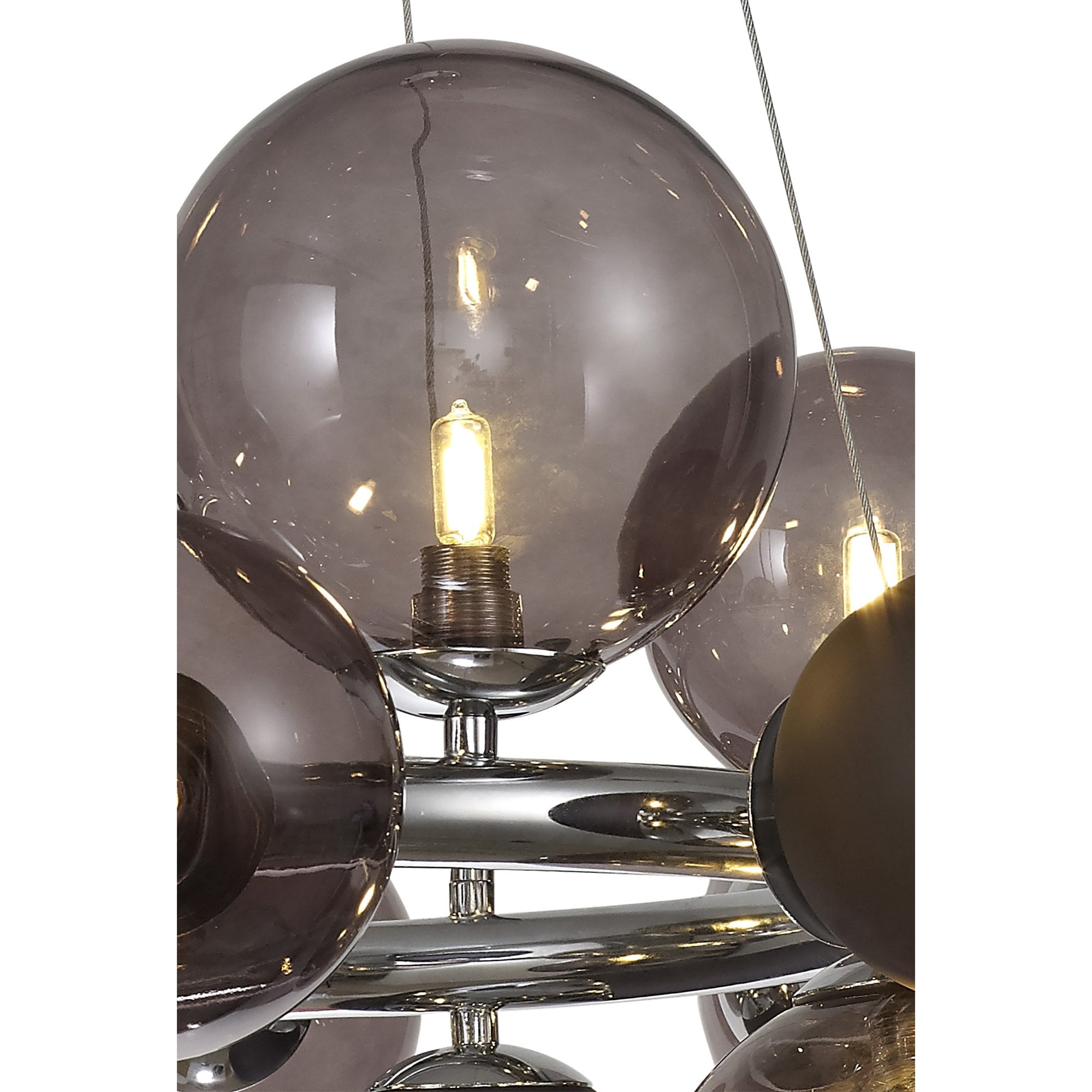 Fabula Roding 12 Light Circular Pendant - Polished Chrome, Smoked & Black Glass