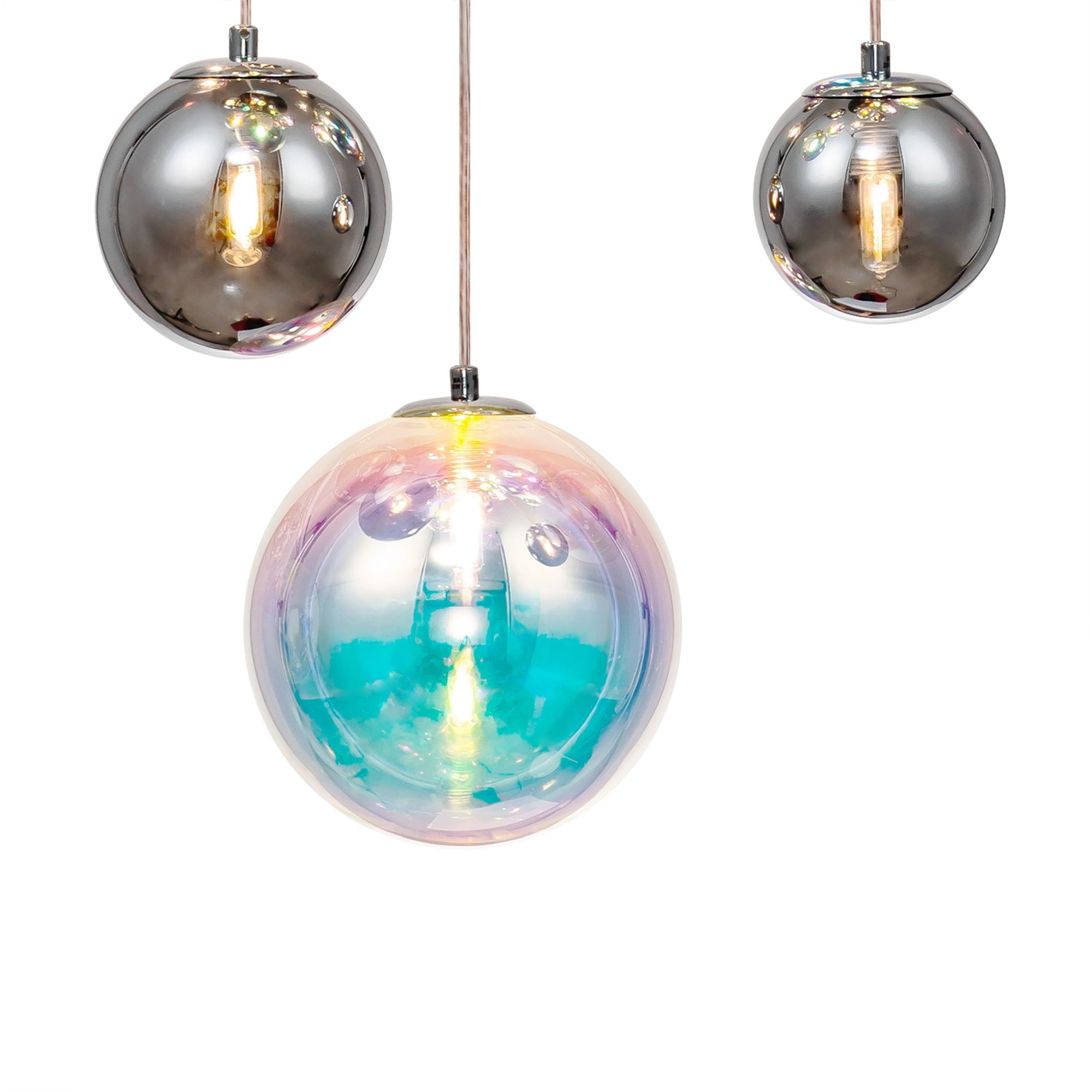 Fabula Roding 16 Light Pendant - Polished Chrome & Iridescent Glass