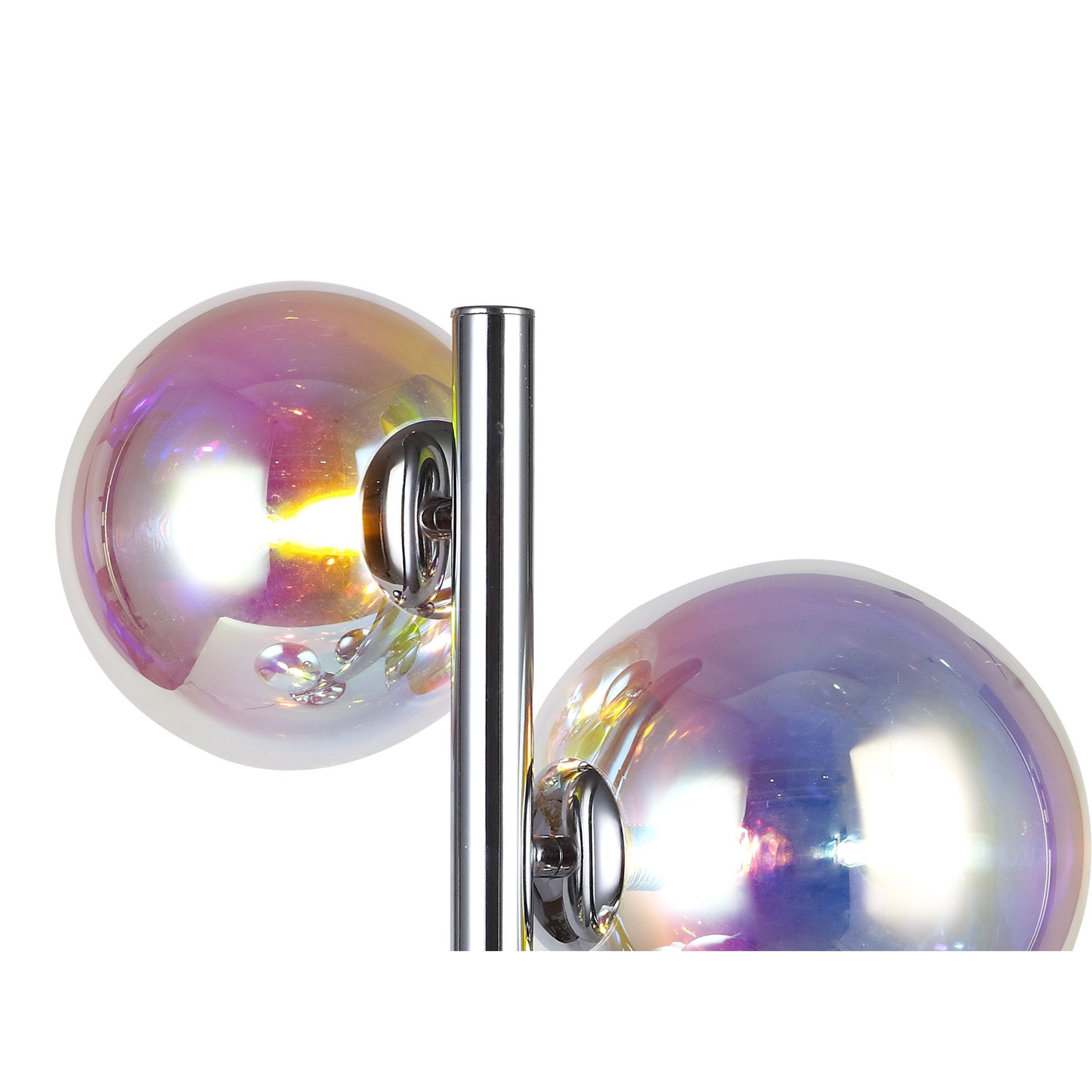Fabula Roding 3 Light Table Lamp - Polished Chrome, Black Marble & Iridescent Glass