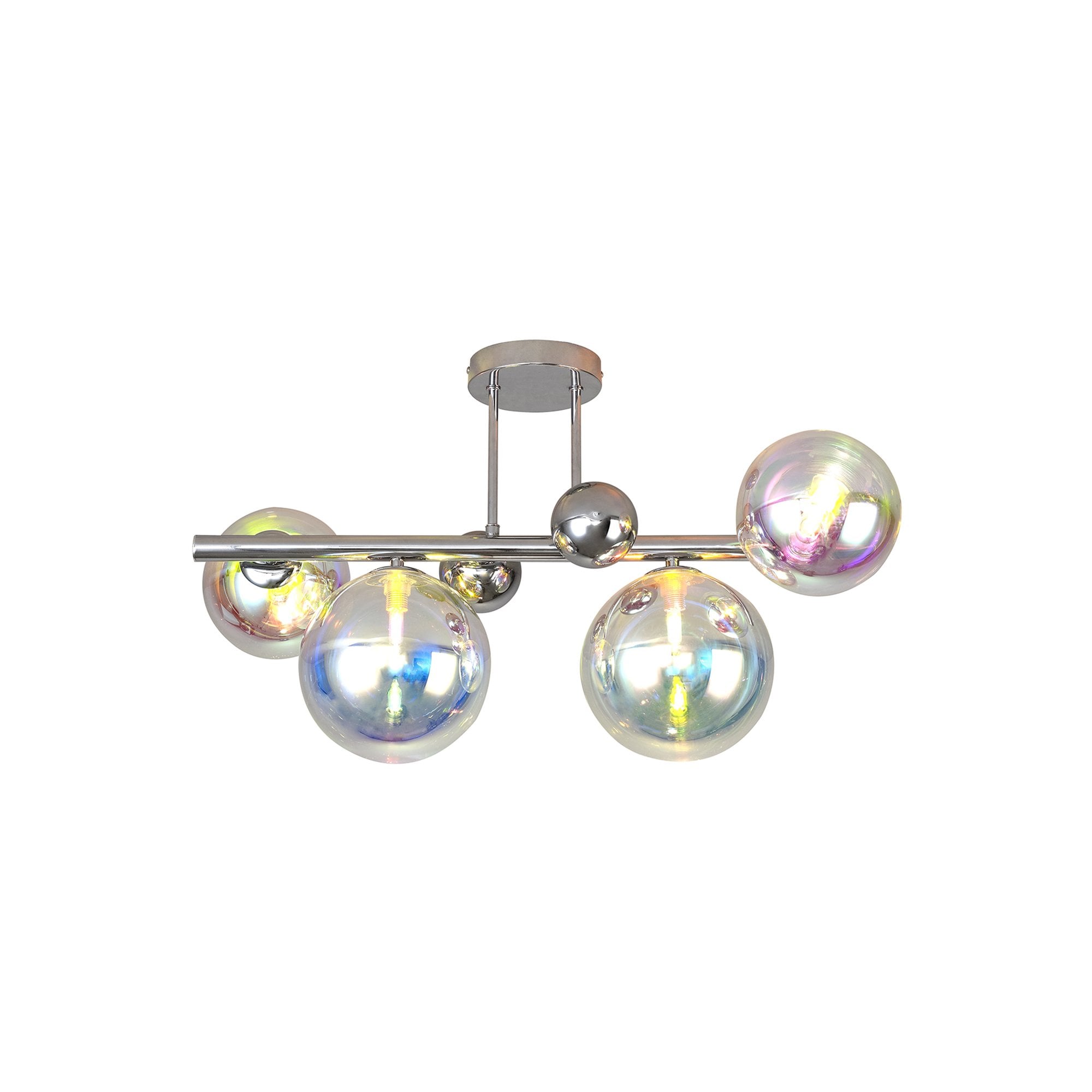 Fabula Roding 4 Light Semi-Flush Light - Polished Chrome & Iridescent Glass