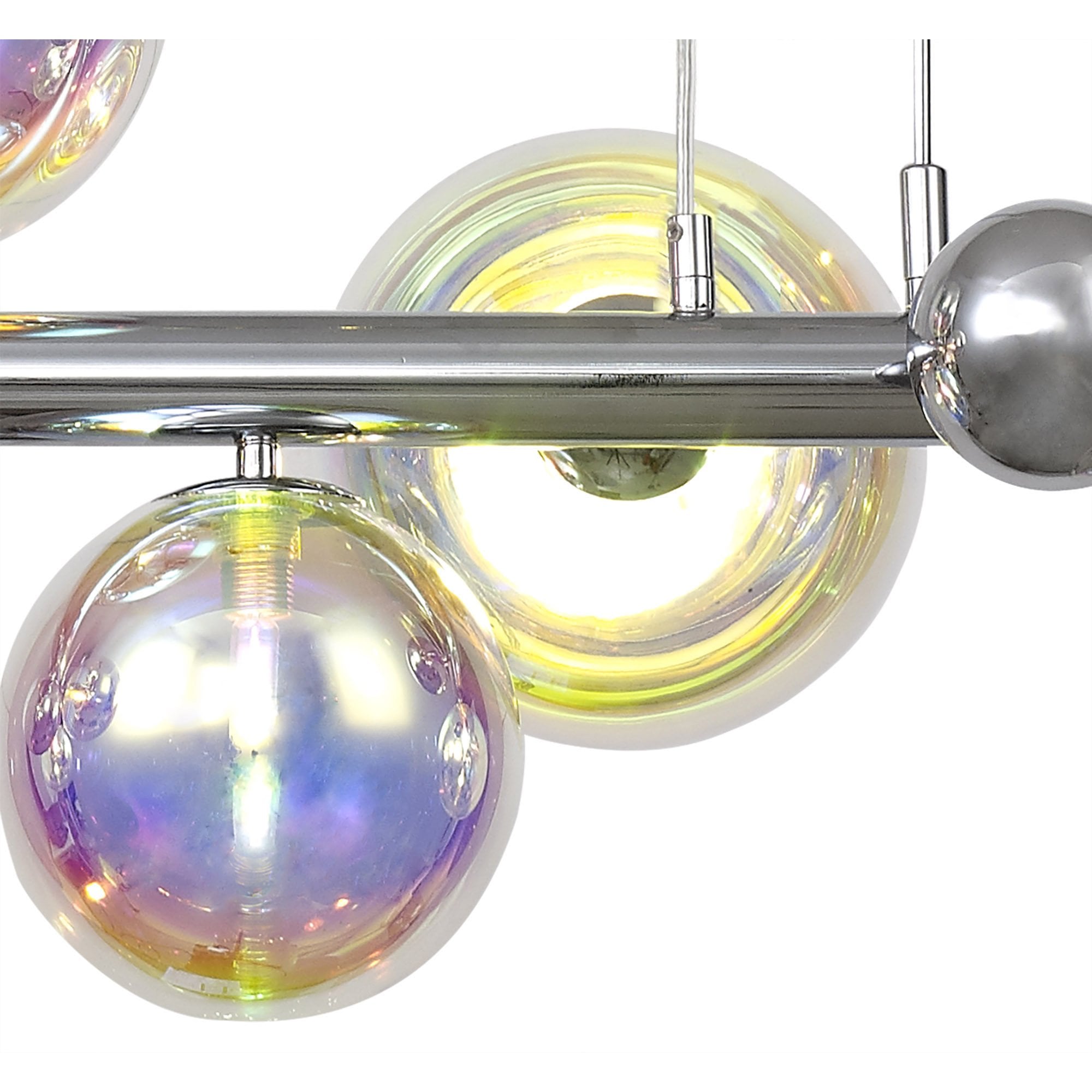 Fabula Roding 7 Light Linear Pendant - Polished Chrome & Iridescent Glass