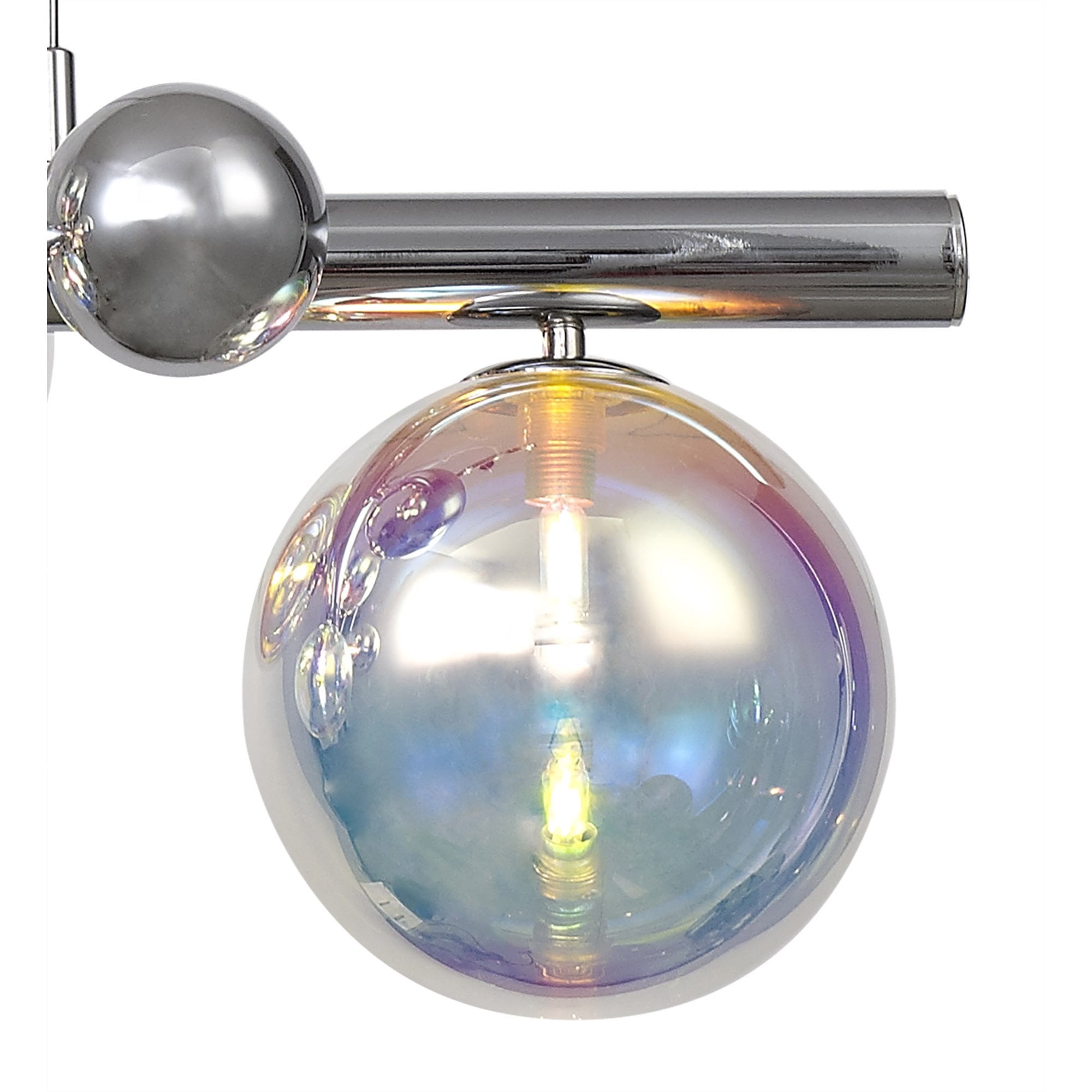 Fabula Roding 7 Light Linear Pendant - Polished Chrome & Iridescent Glass