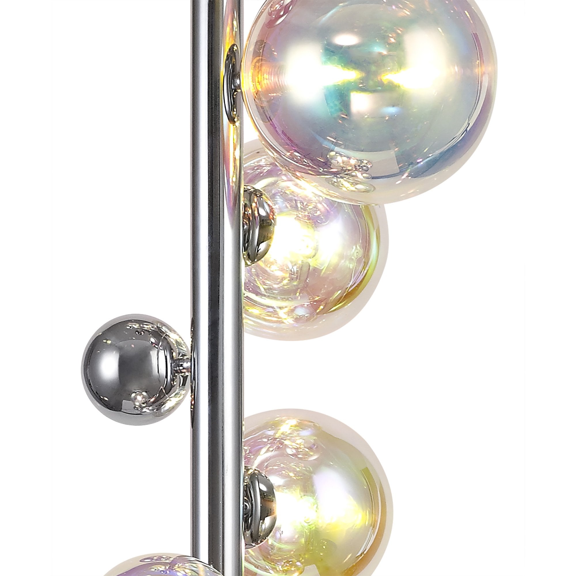 Fabula Roding 8 Light Floor Lamp - Polished Chrome, Black Marble & Iridescent Glass