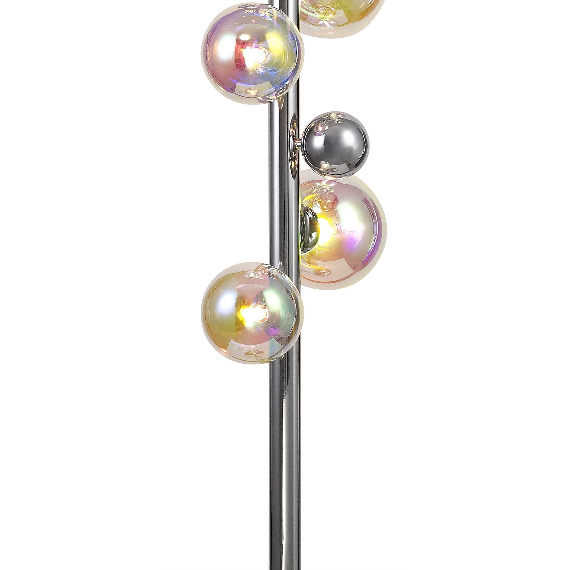 Fabula Roding 8 Light Floor Lamp - Polished Chrome, Black Marble & Iridescent Glass