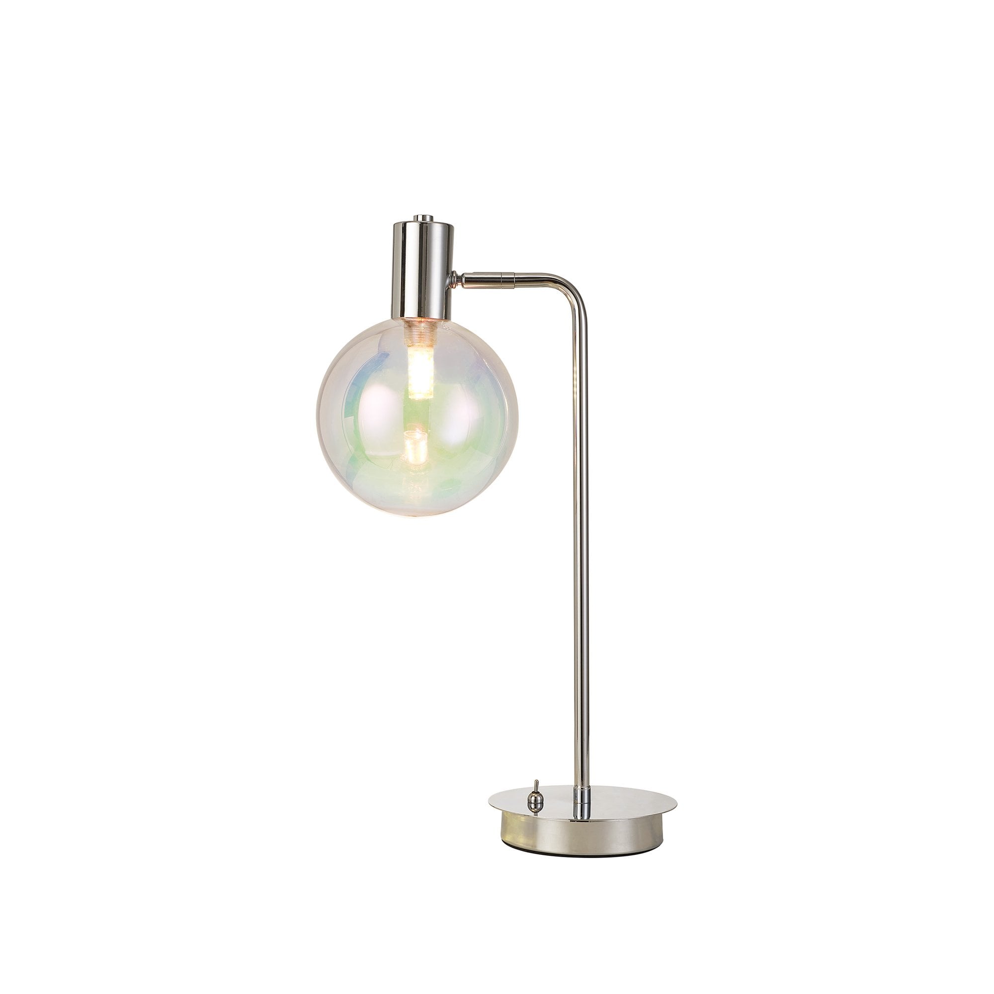 Fabula Roding Single Adjustable Table Lamp - Polished Chrome & Iridescent Glass