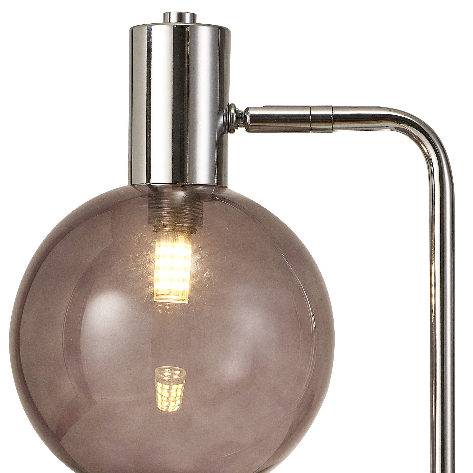 Fabula Roding Single Adjustable Table Lamp - Polished Chrome & Smoked Glass