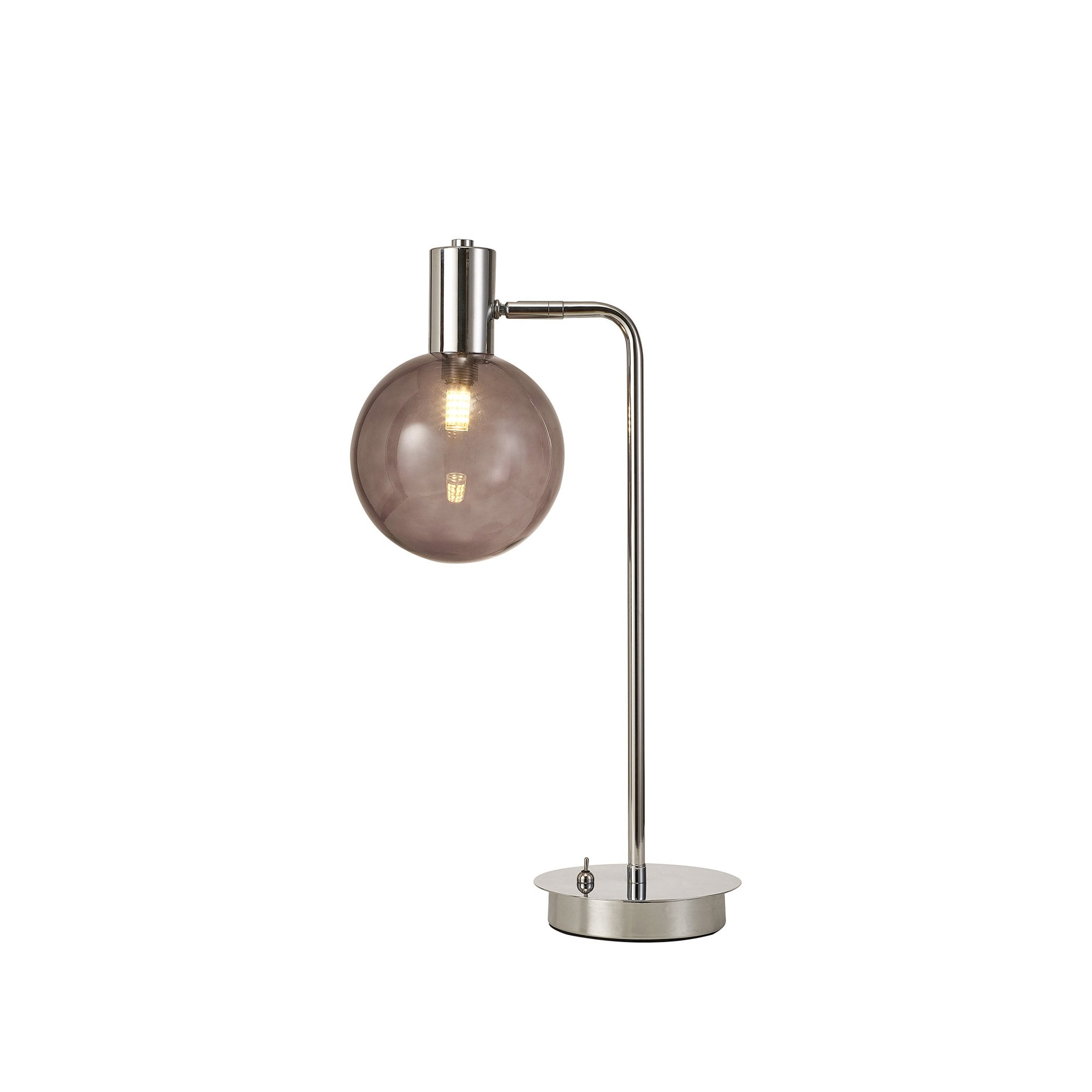 Fabula Roding Single Adjustable Table Lamp - Polished Chrome & Smoked Glass