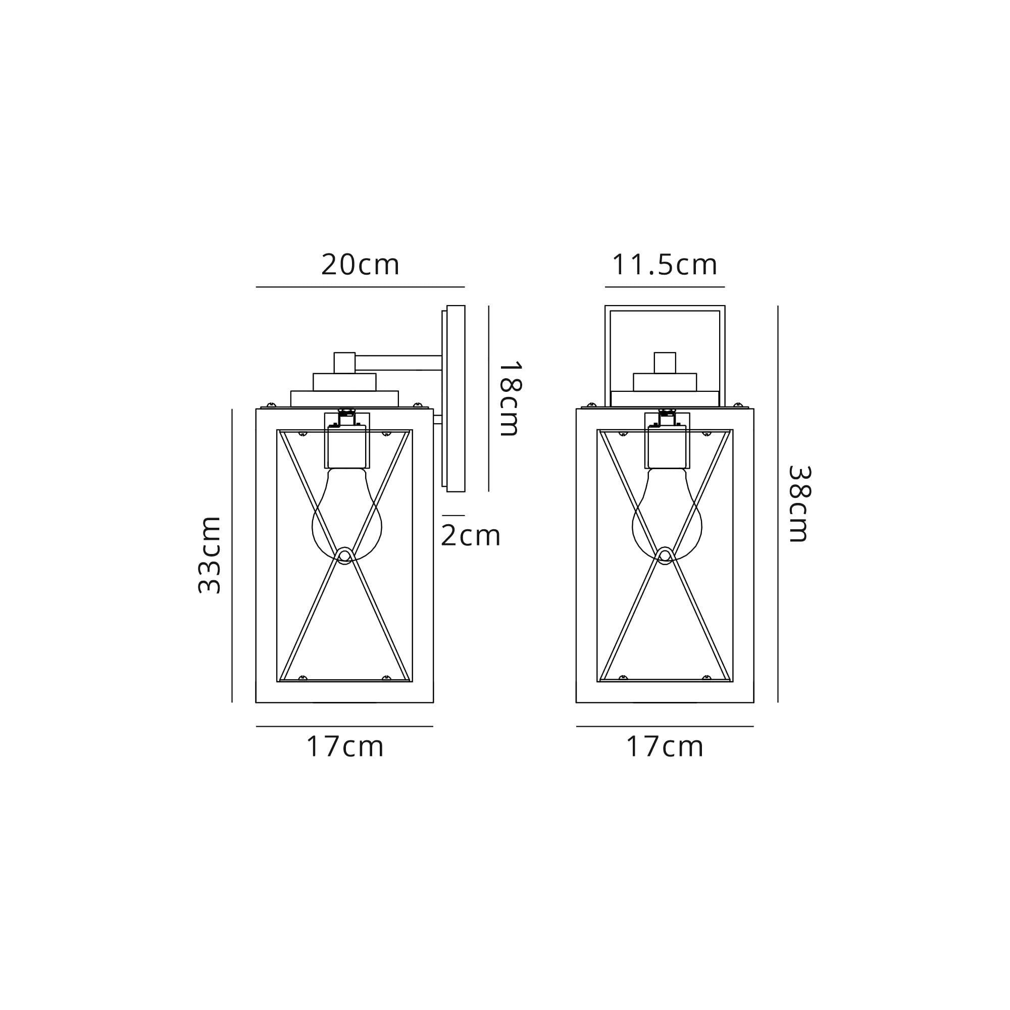 Fabula Sandford Large Single Wall Lamp - Wood Effect, Black & Clear Glass - IP54