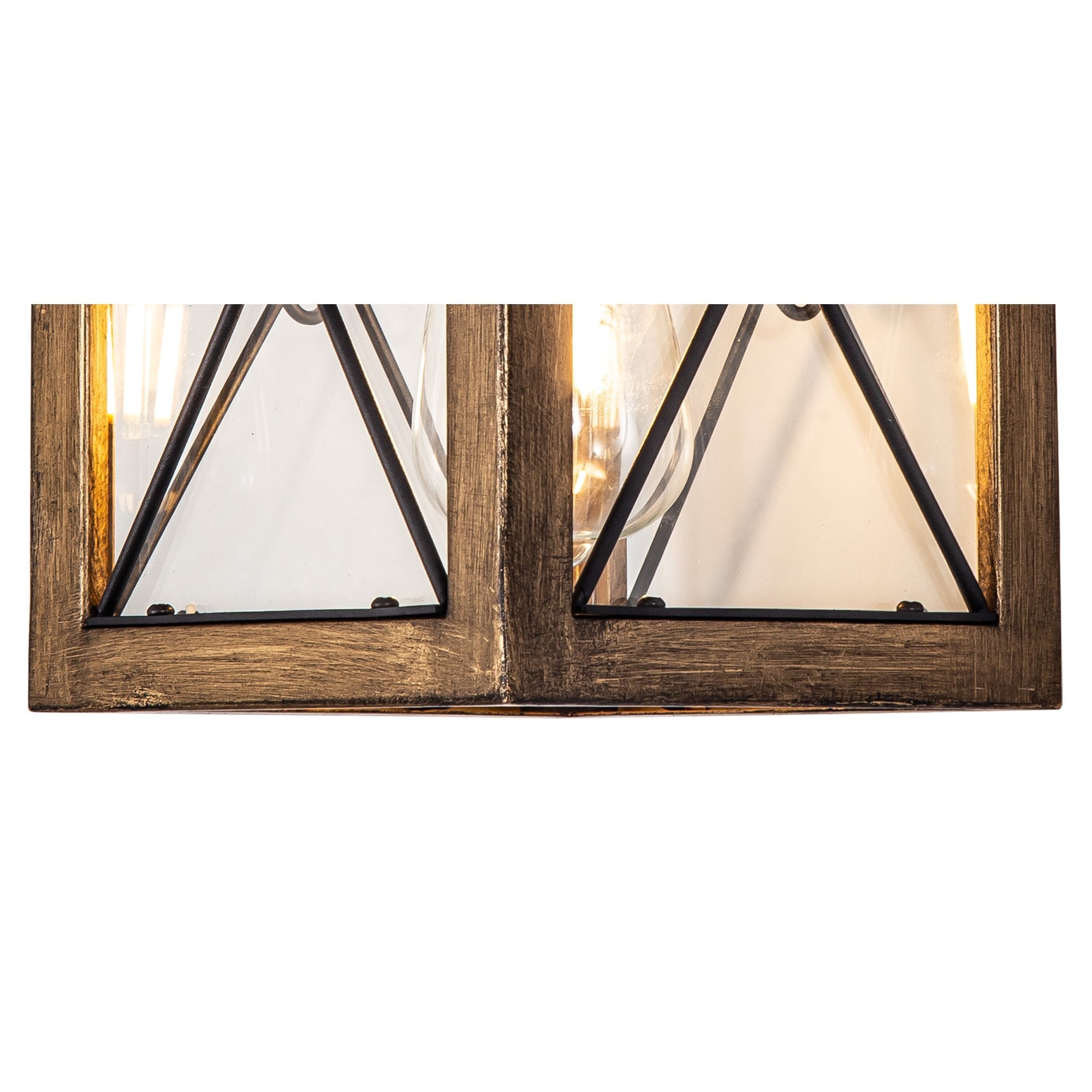 Fabula Sandford Small Single Wall Lamp - Wood Effect, Black & Clear Glass - IP54
