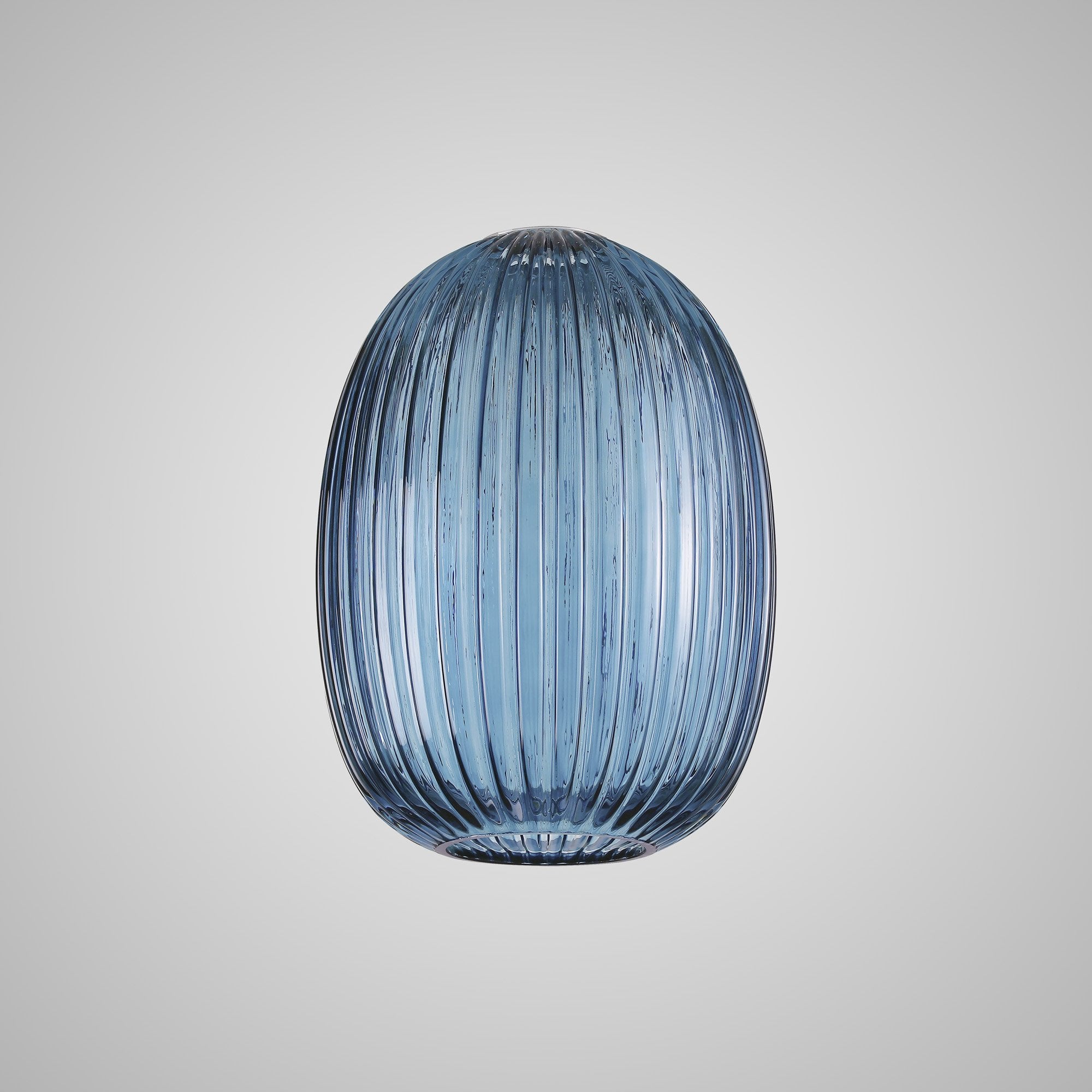 Fabula Springfield 20cm Almond Ribbed Shade - Petrol Blue Glass - Shade Only