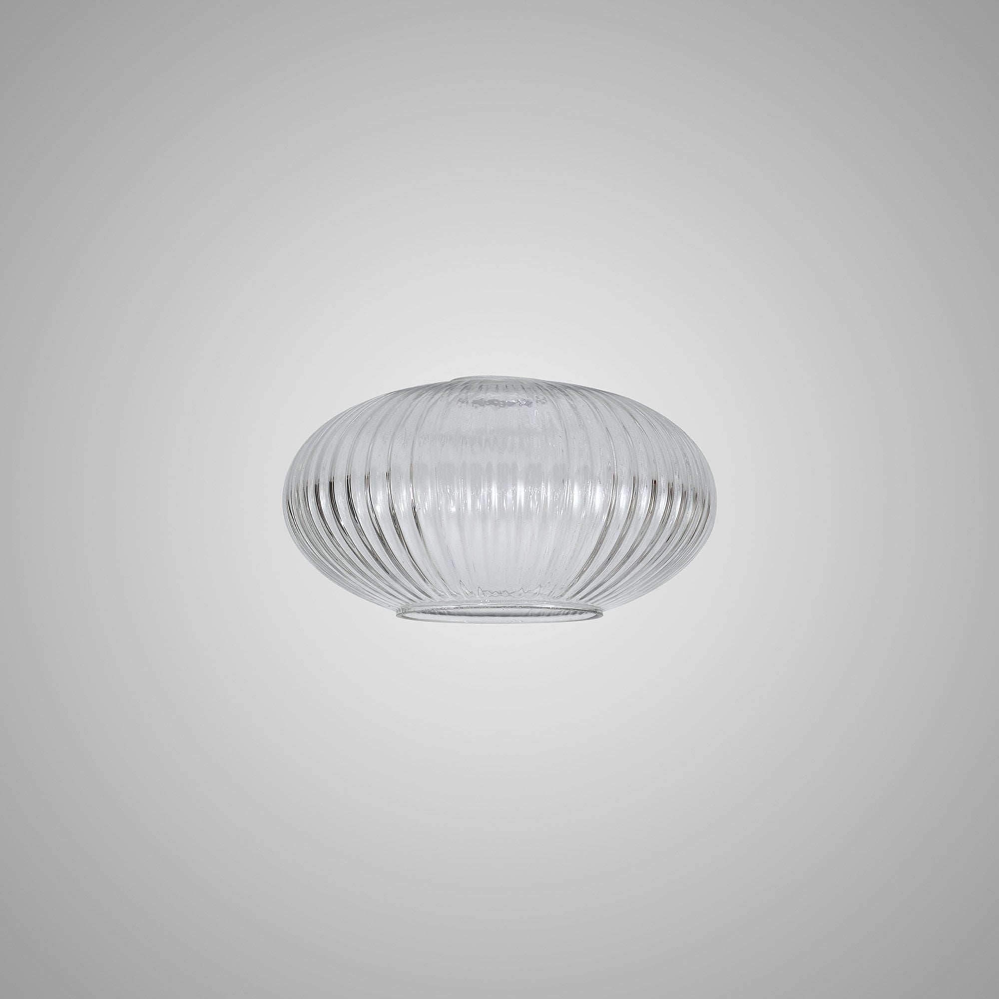 Fabula Springfield 20cm Oval Sphere Ribbed Shade - Clear Glass - Shade Only