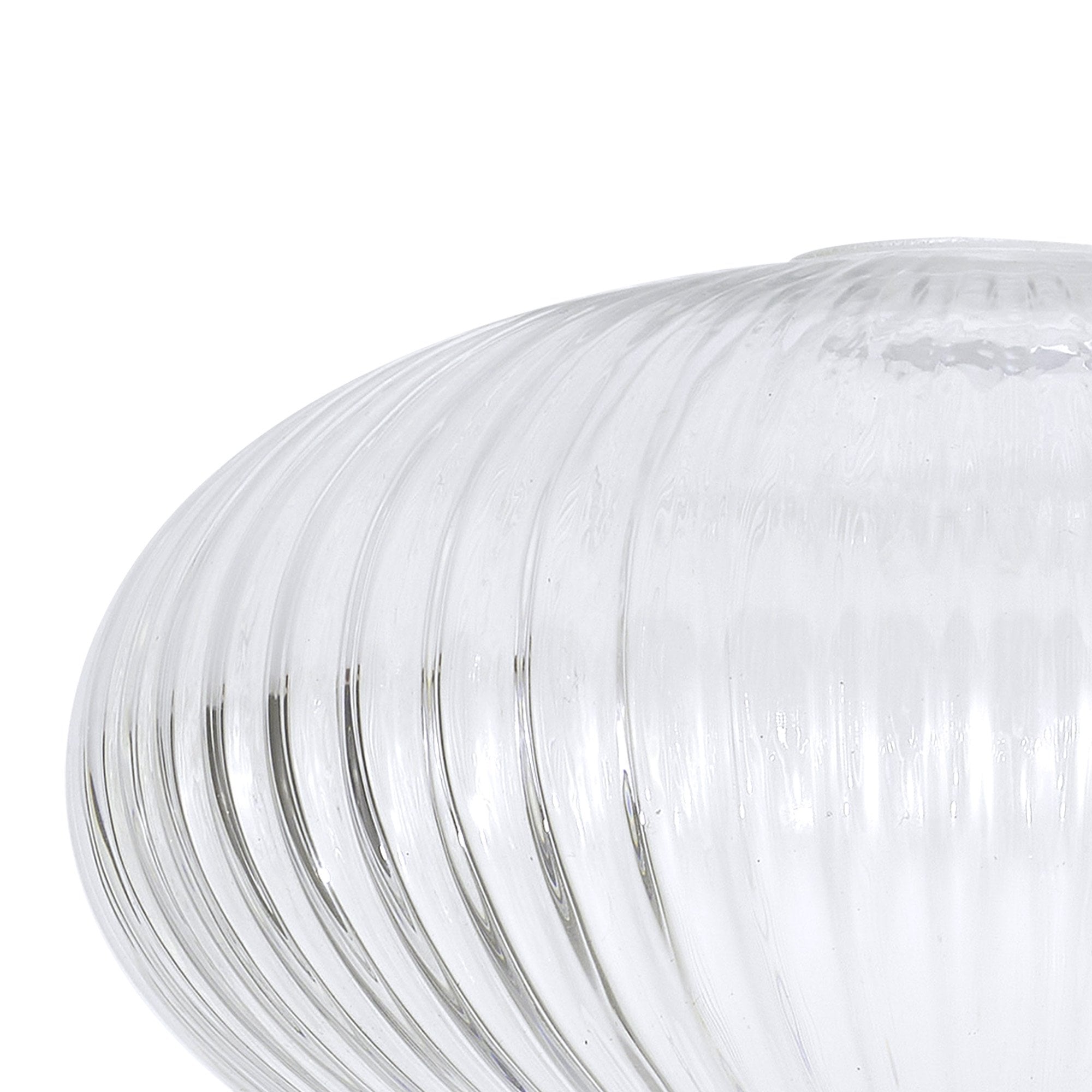 Fabula Springfield 20cm Oval Sphere Ribbed Shade - Clear Glass - Shade Only