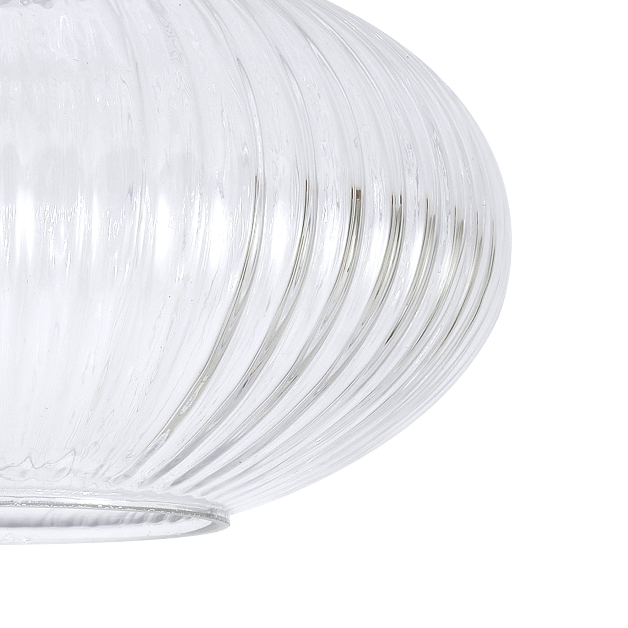 Fabula Springfield 20cm Oval Sphere Ribbed Shade - Clear Glass - Shade Only