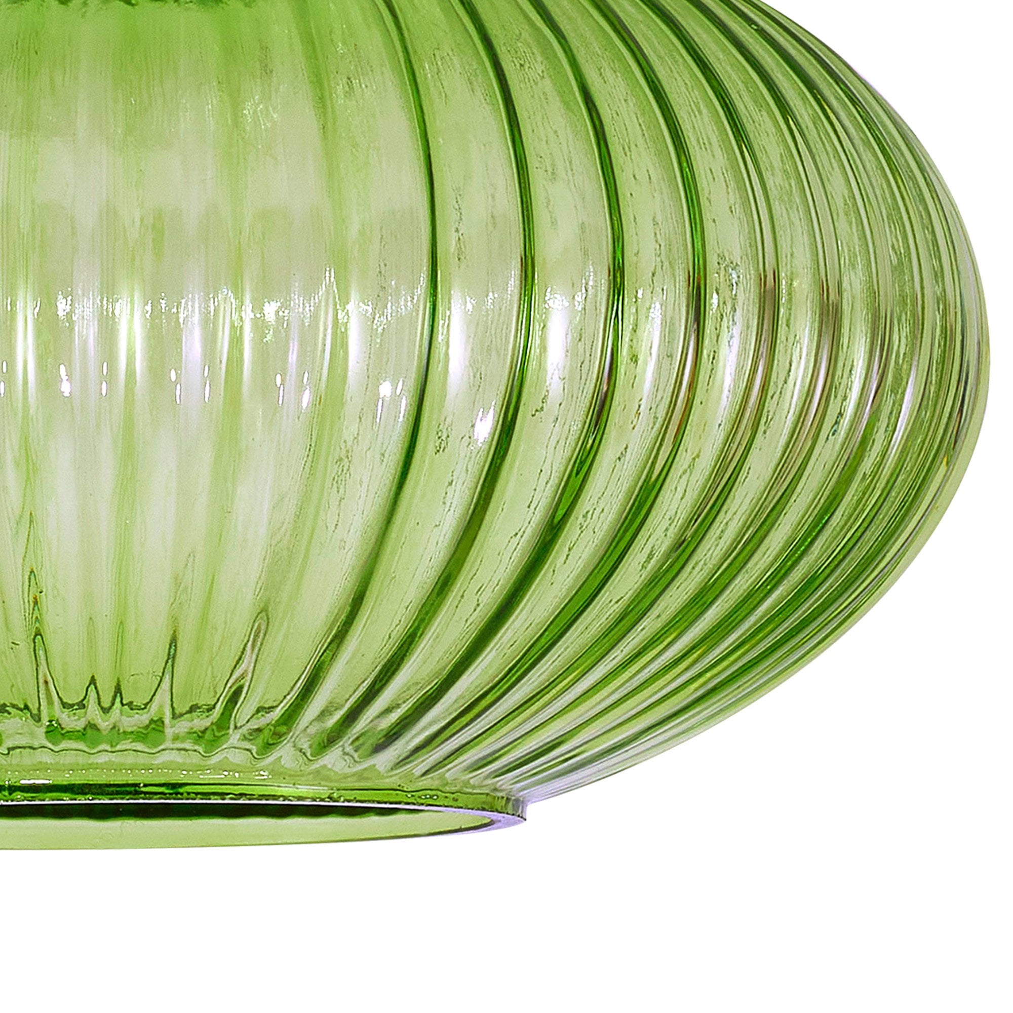 Fabula Springfield 20cm Oval Sphere Ribbed Shade - Green Glass - Shade Only