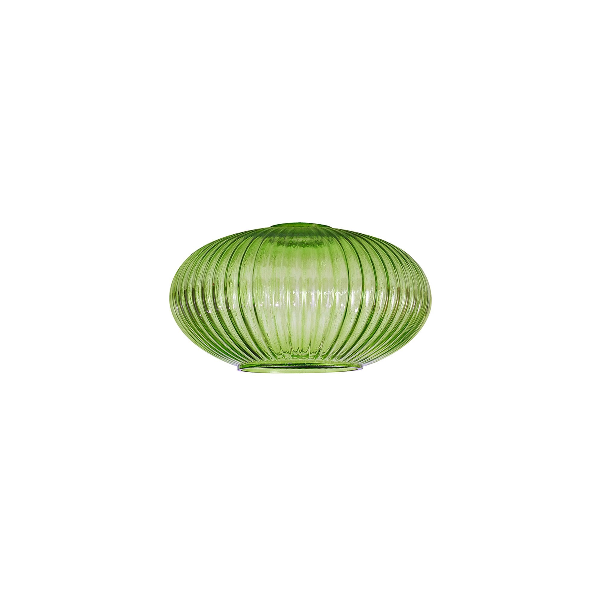 Fabula Springfield 20cm Oval Sphere Ribbed Shade - Green Glass - Shade Only