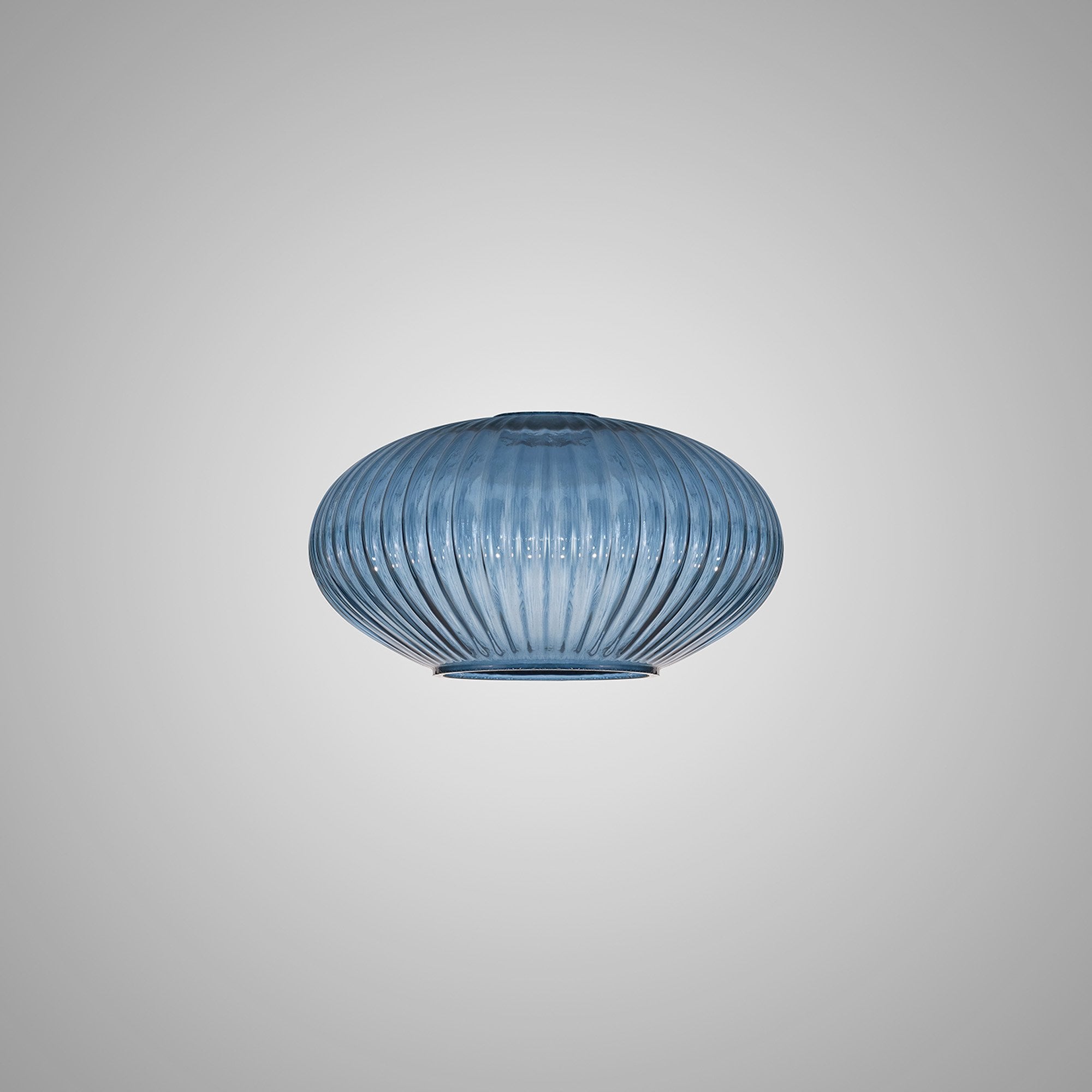 Fabula Springfield 20cm Oval Sphere Ribbed Shade - Petrol Blue Glass - Shade Only