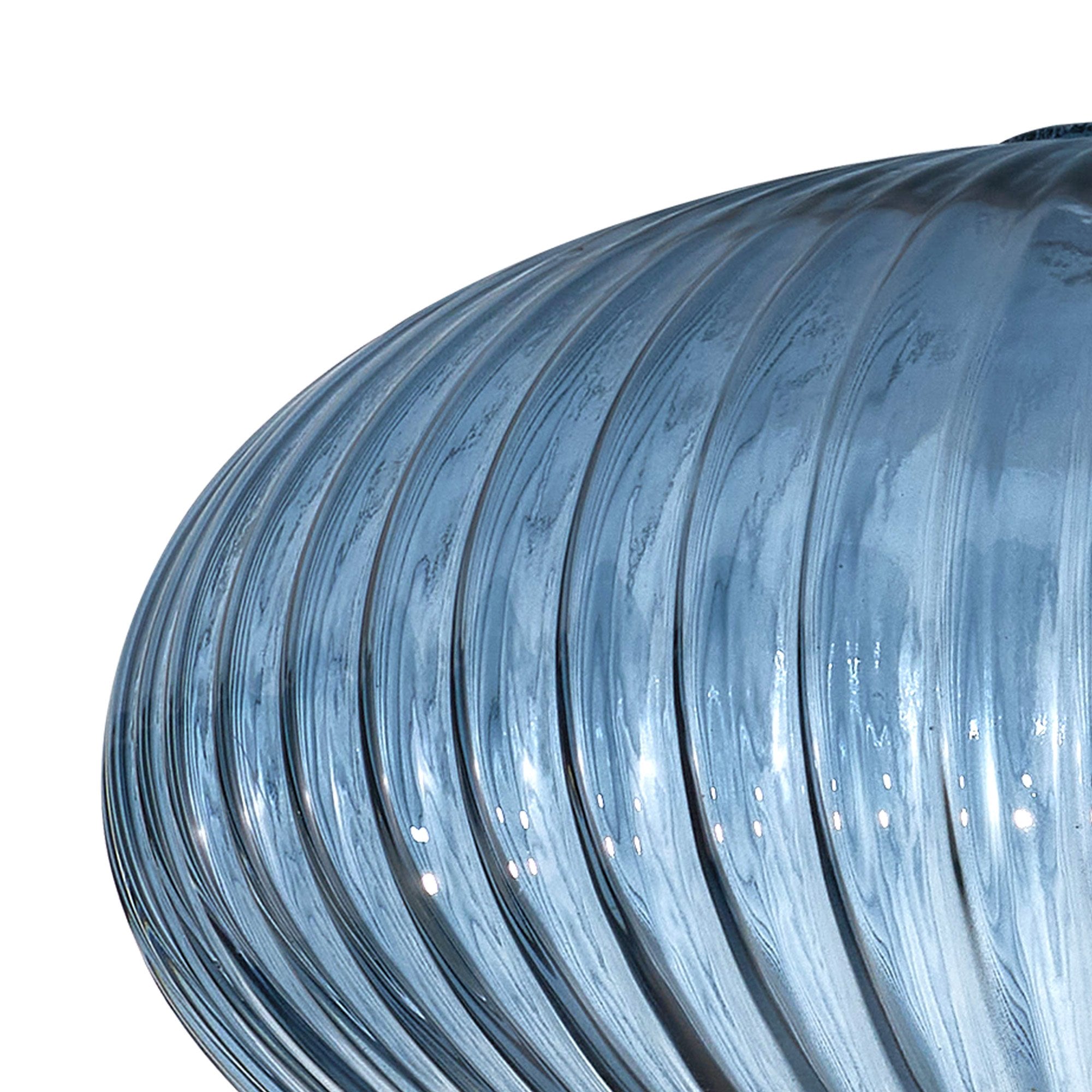 Fabula Springfield 20cm Oval Sphere Ribbed Shade - Petrol Blue Glass - Shade Only