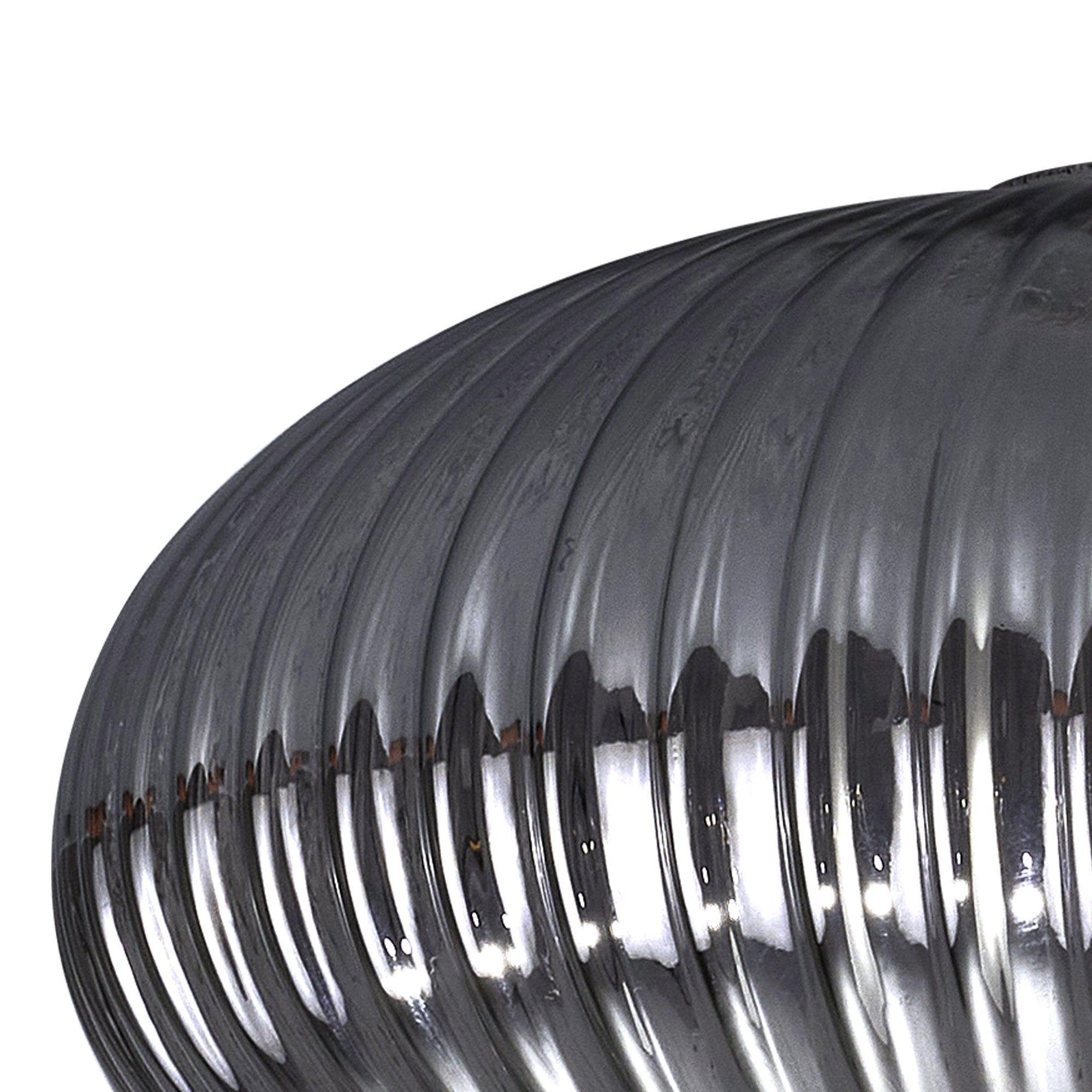 Fabula Springfield 20cm Oval Sphere Ribbed Shade - Smoked Glass - Shade Only