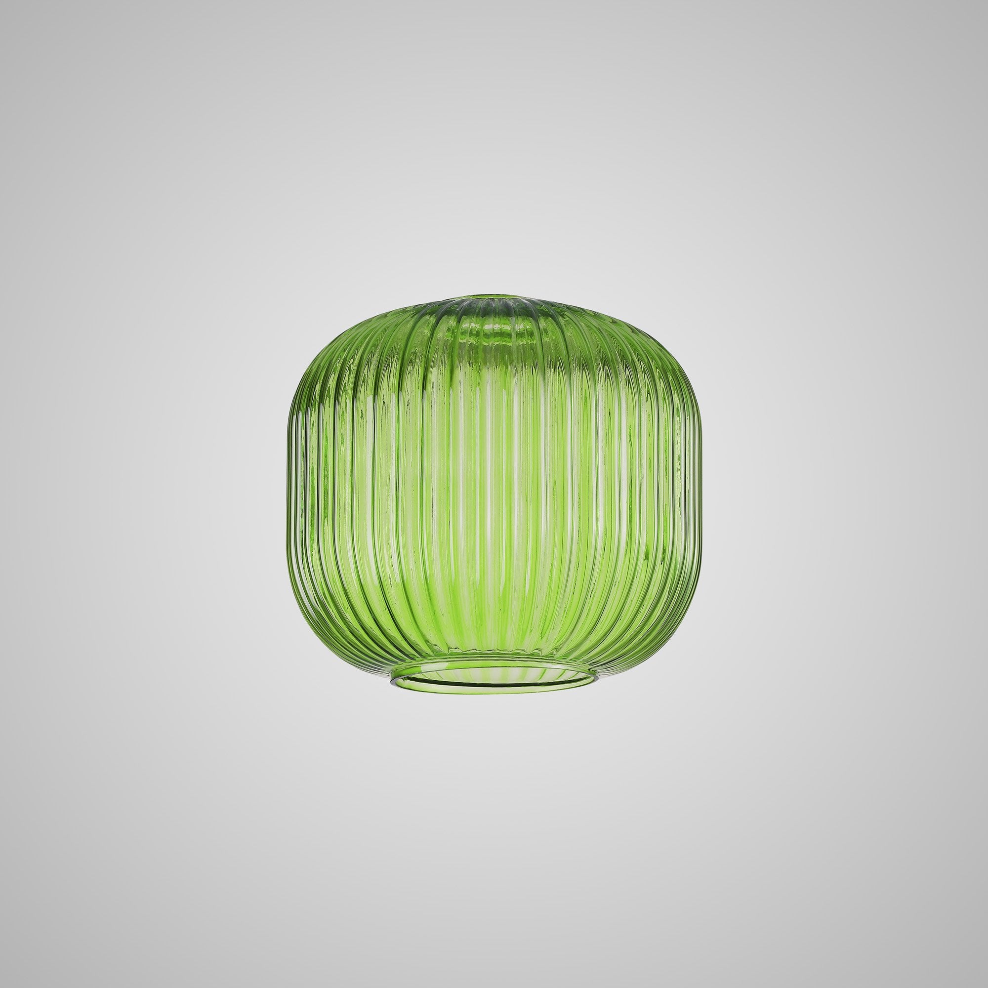 Fabula Springfield 20cm Pumpkin Shaped Ribbed Shade - Green Glass - Shade Only