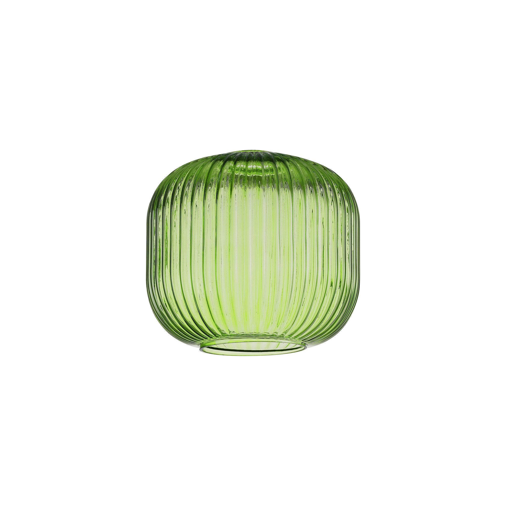 Fabula Springfield 20cm Pumpkin Shaped Ribbed Shade - Green Glass - Shade Only