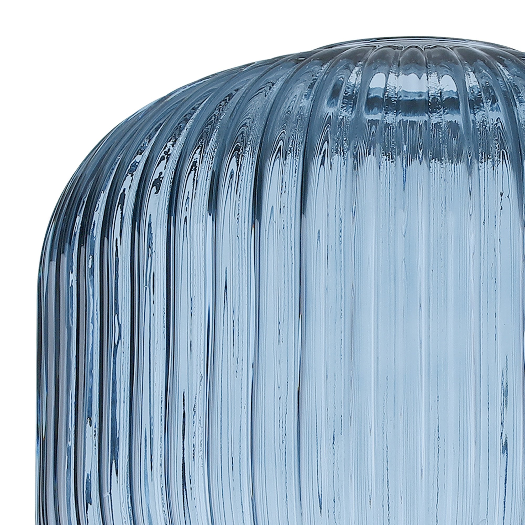 Fabula Springfield 20cm Pumpkin Shaped Ribbed Shade - Petrol Blue Glass - Shade Only