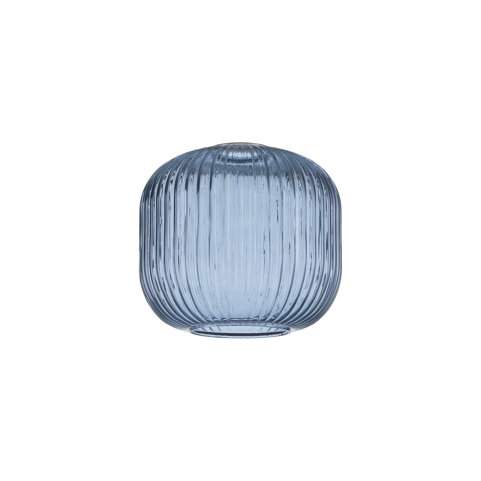 Fabula Springfield 20cm Pumpkin Shaped Ribbed Shade - Petrol Blue Glass - Shade Only