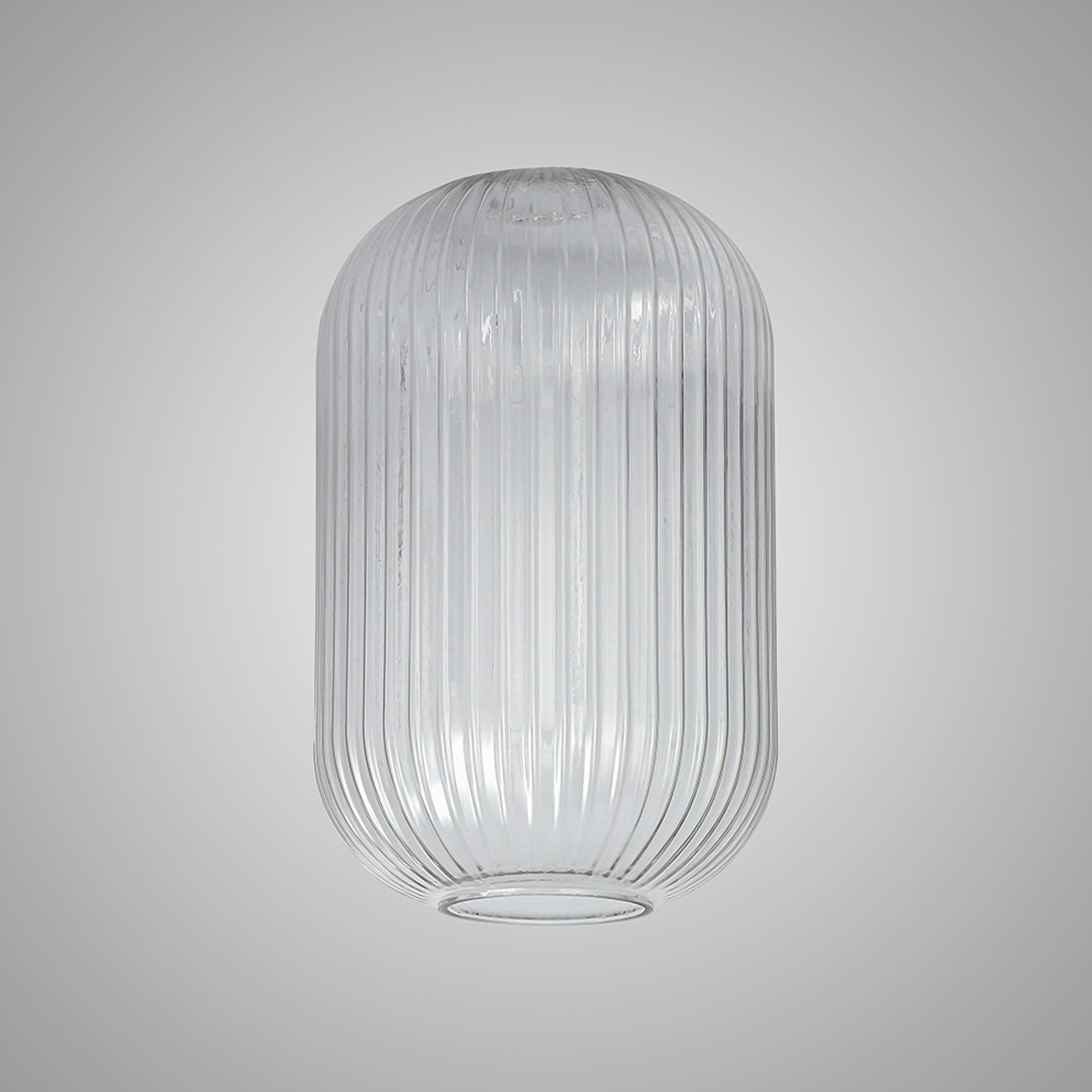 Fabula Springfield 20cm Tubular Ribbed Shade - Clear Glass - Shade Only