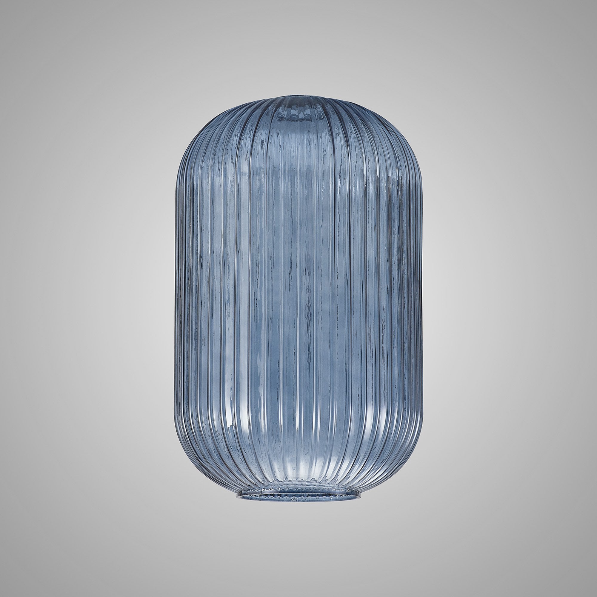 Fabula Springfield 20cm Tubular Ribbed Shade - Petrol Blue Glass - Shade Only