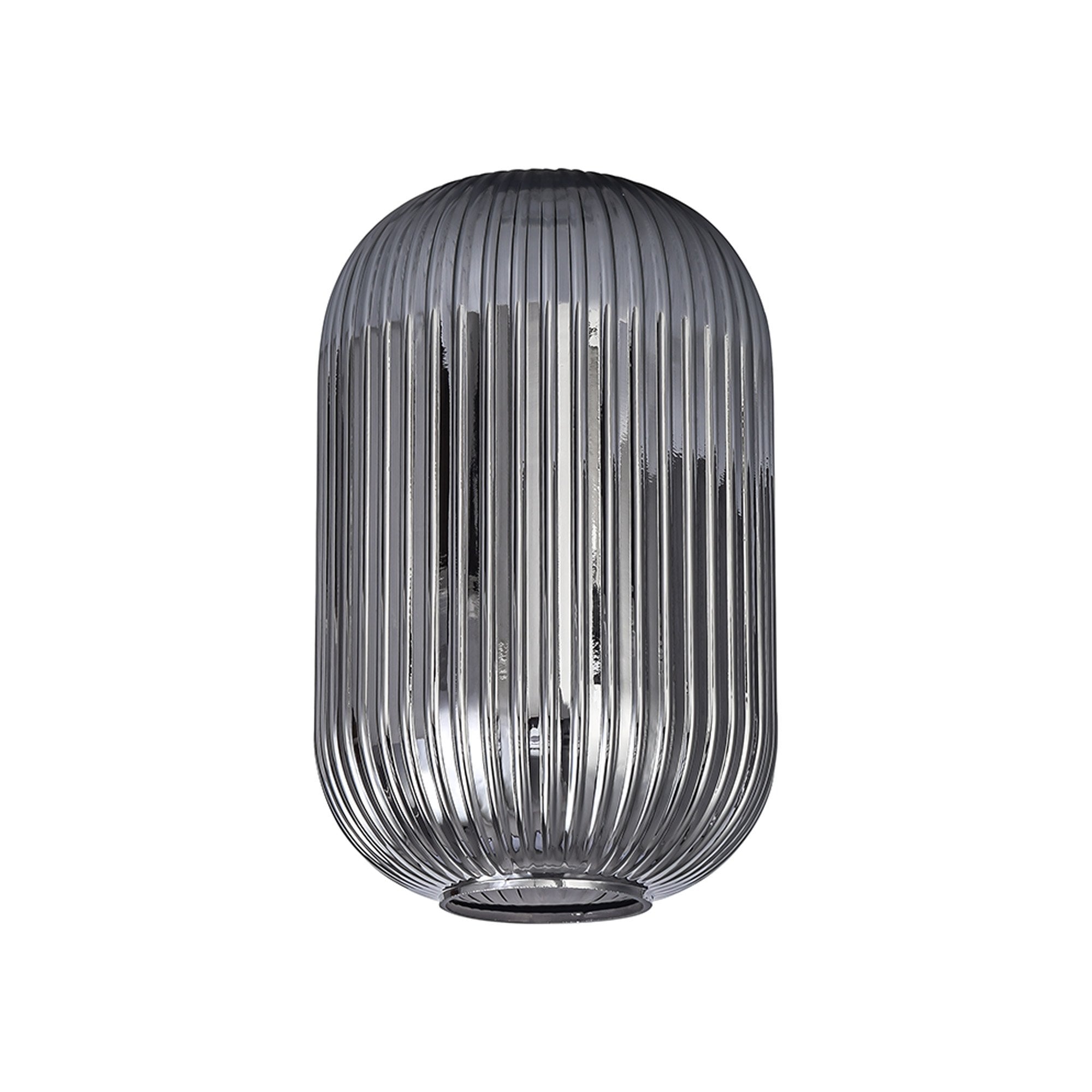 Fabula Springfield 20cm Tubular Ribbed Shade - Smoked Glass - Shade Only