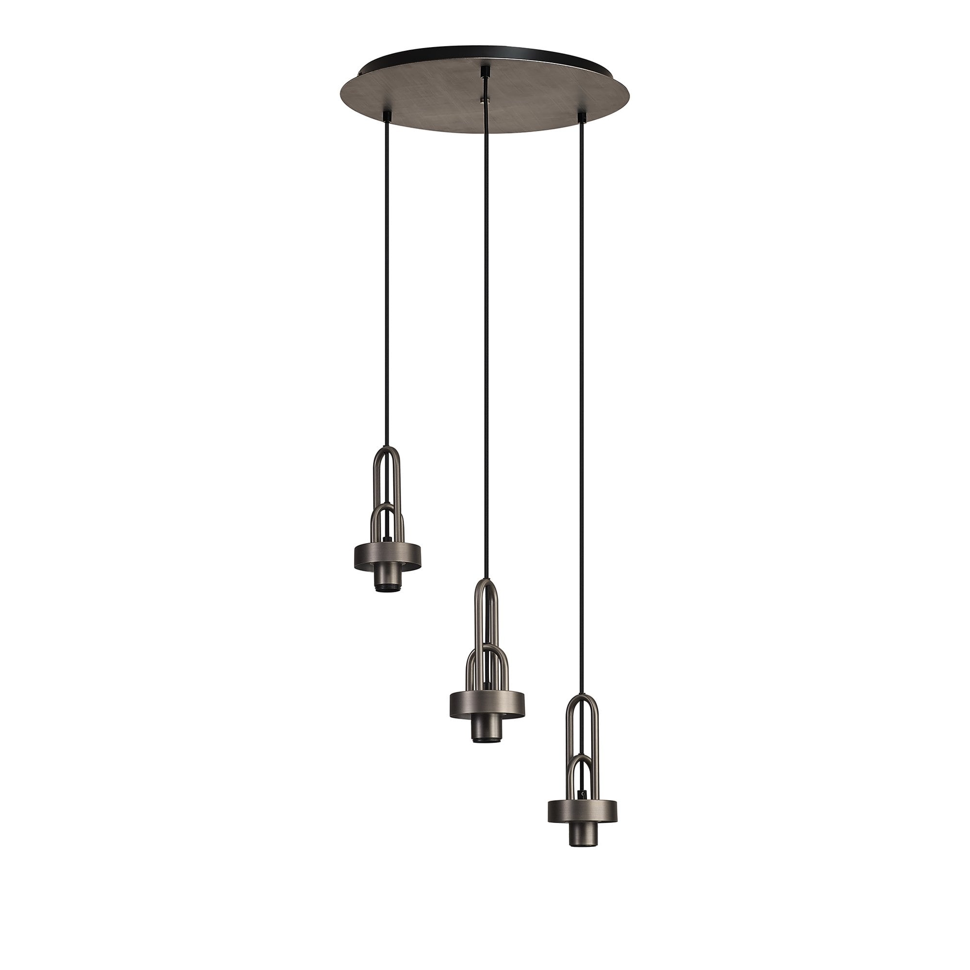 Fabula Springfield 3 Light Round Suspension Kit - Antique Silver - Frame Only