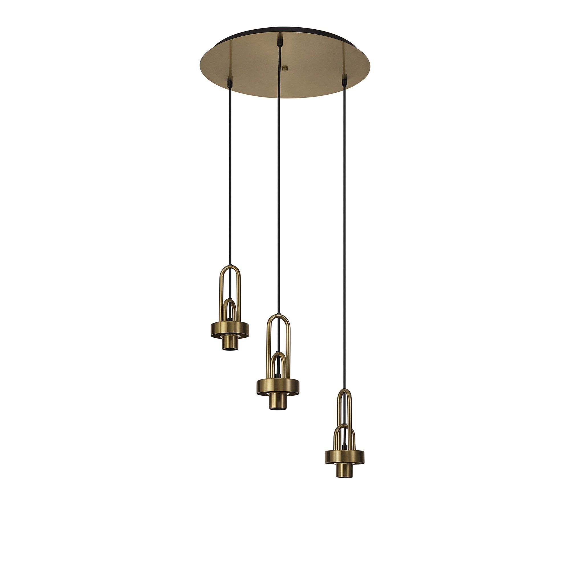 Fabula Springfield 3 Light Round Suspension Kit - Brass Gold - Frame Only