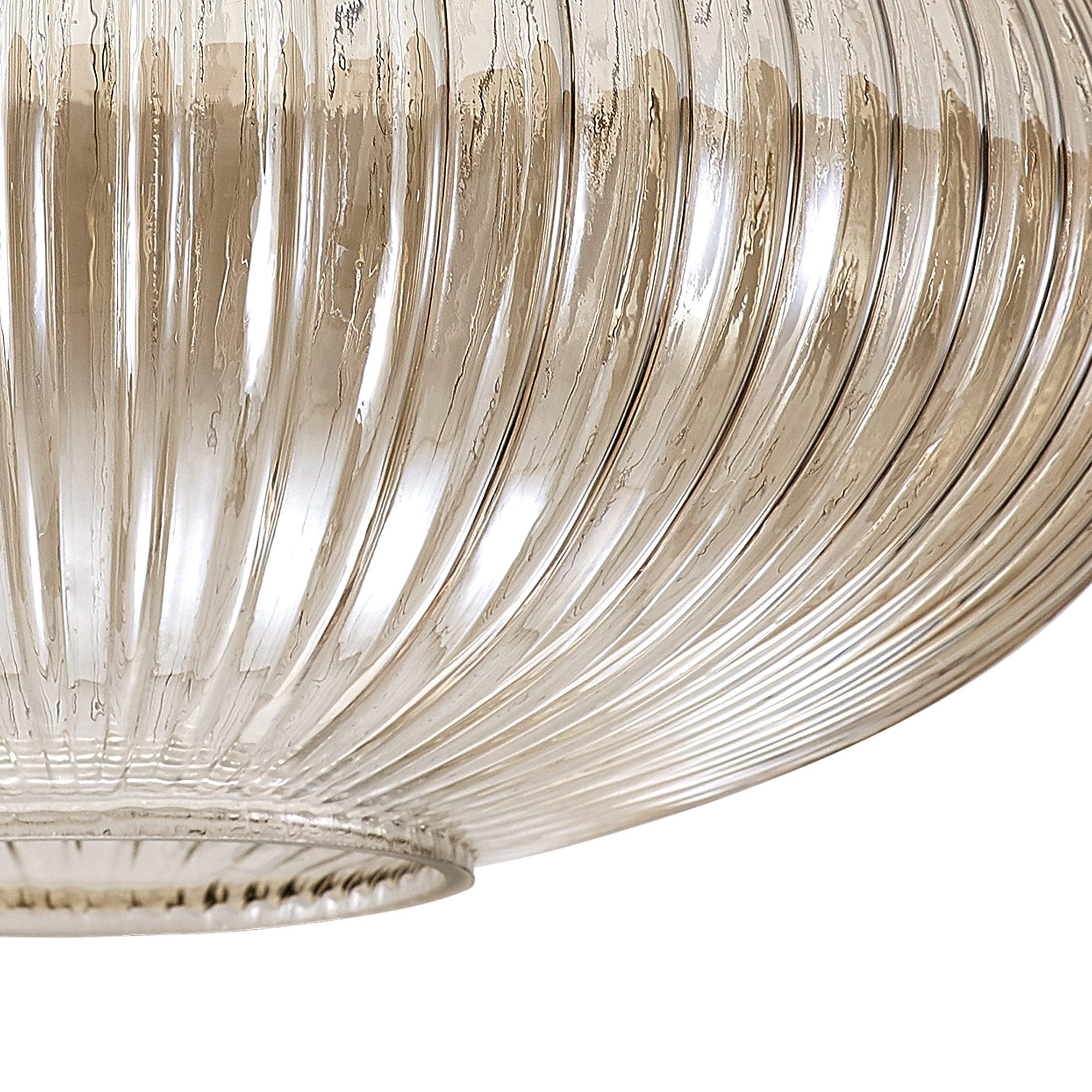 Fabula Springfield 30cm Oval Sphere Ribbed Shade - Champagne Glass - Shade Only