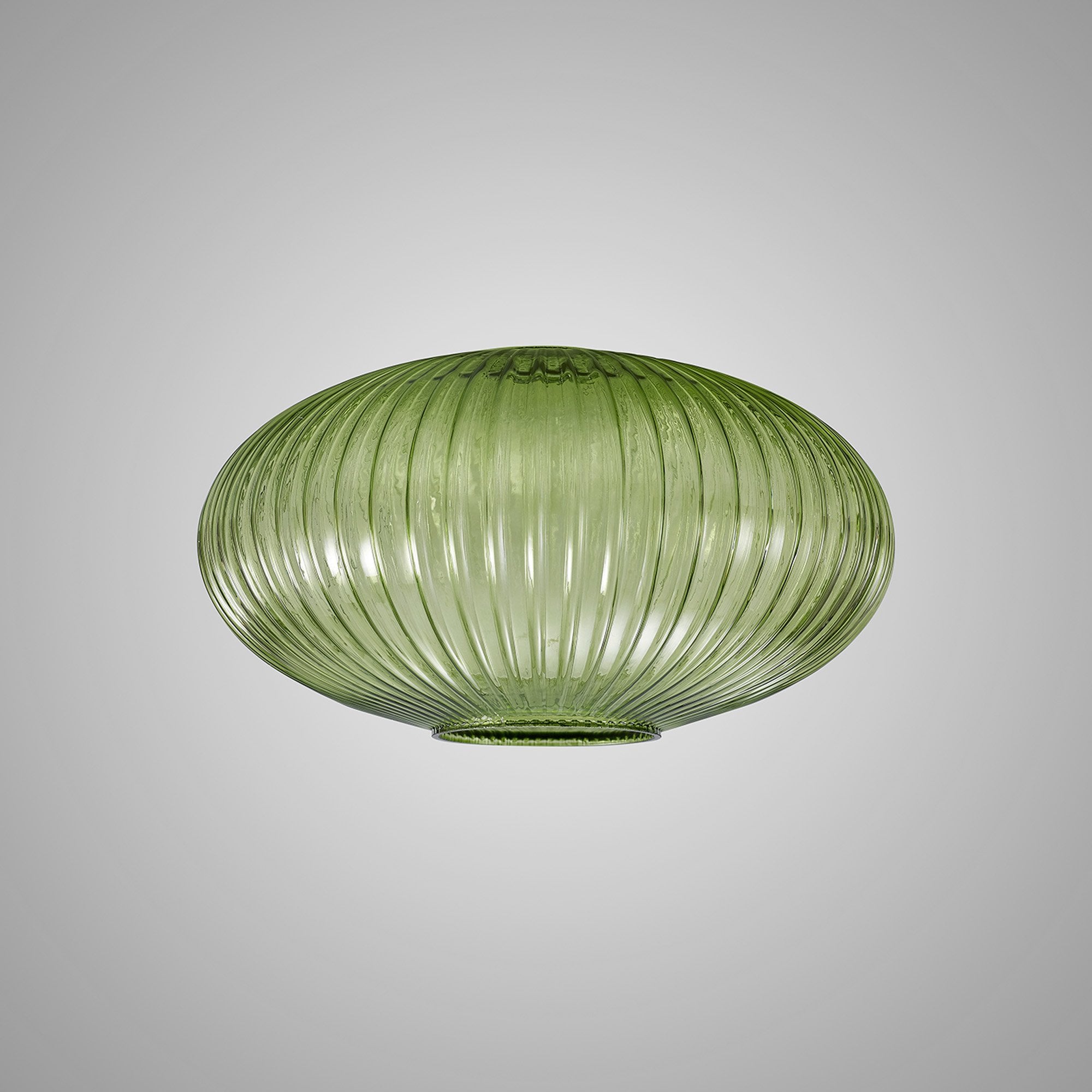 Fabula Springfield 30cm Oval Sphere Ribbed Shade - Green Glass - Shade Only