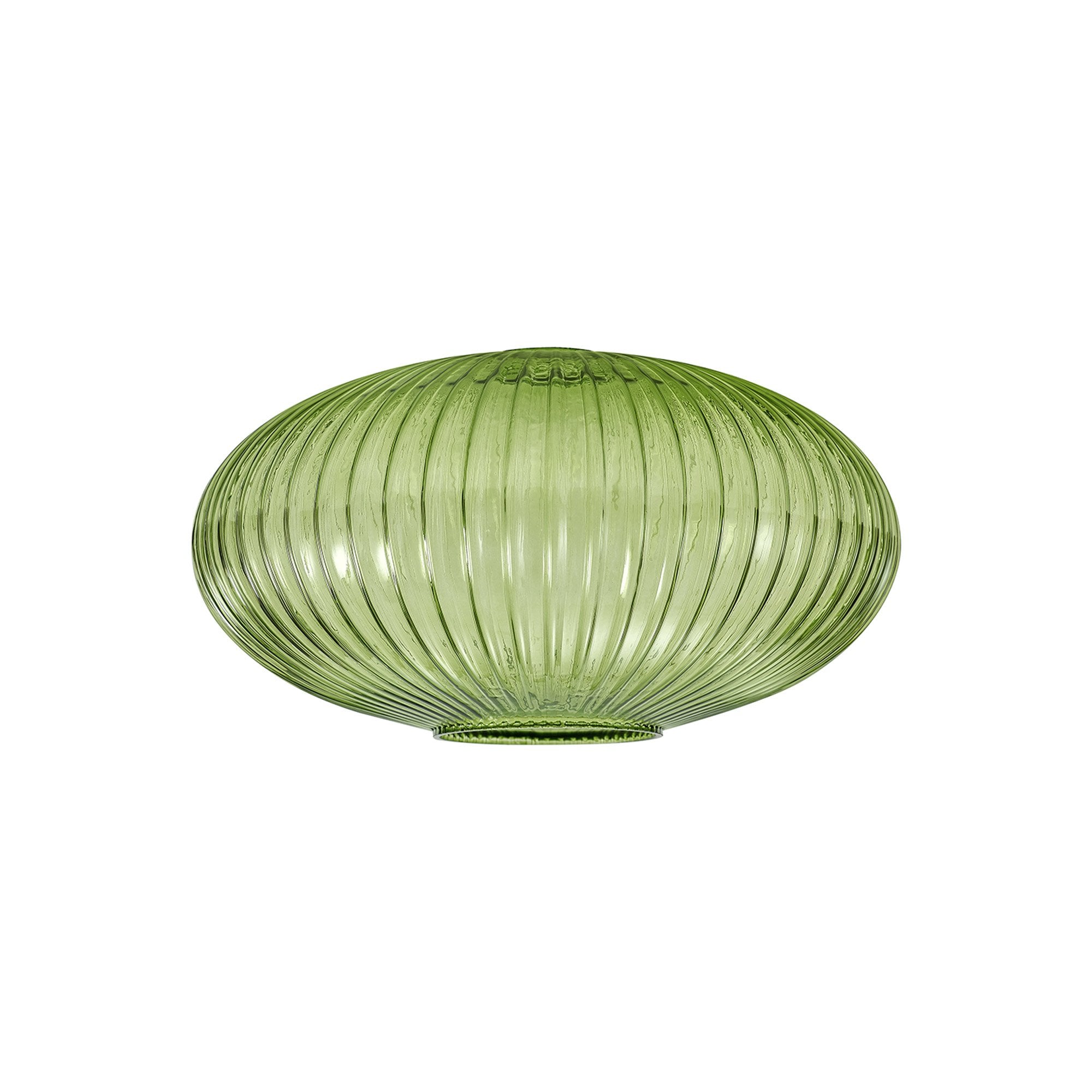 Fabula Springfield 30cm Oval Sphere Ribbed Shade - Green Glass - Shade Only