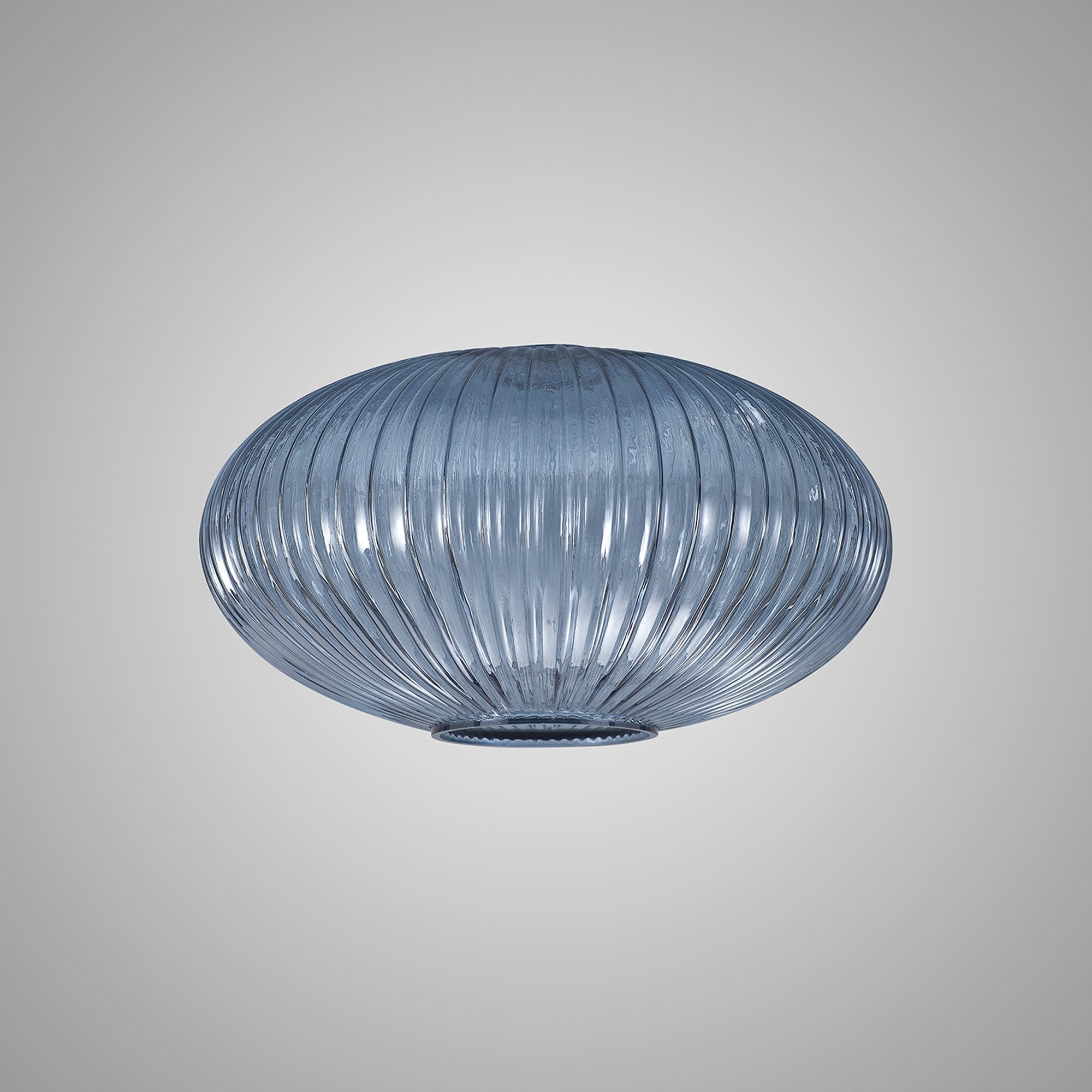 Fabula Springfield 30cm Oval Sphere Ribbed Shade - Petrol Blue Glass - Shade Only