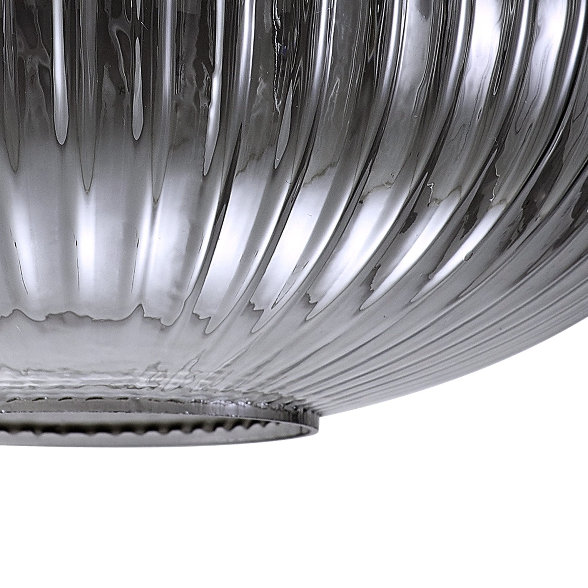 Fabula Springfield 30cm Oval Sphere Ribbed Shade - Smoked Glass - Shade Only