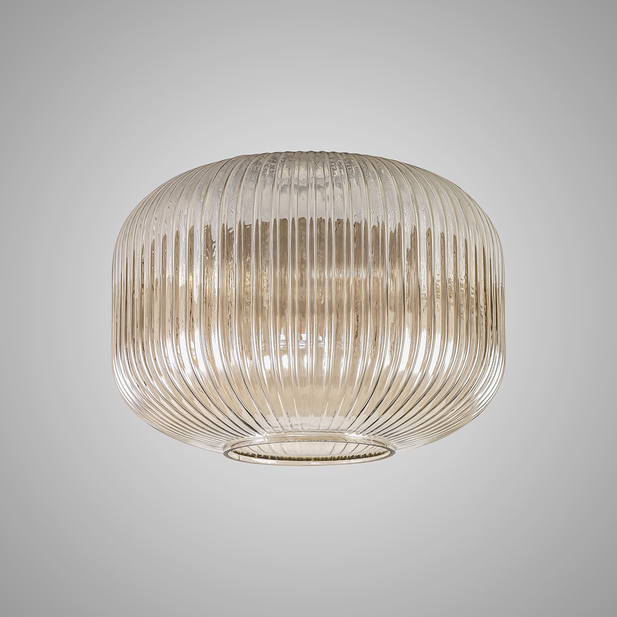 Fabula Springfield 30cm Pumpkin Shaped Ribbed Shade - Champagne Glass - Shade Only