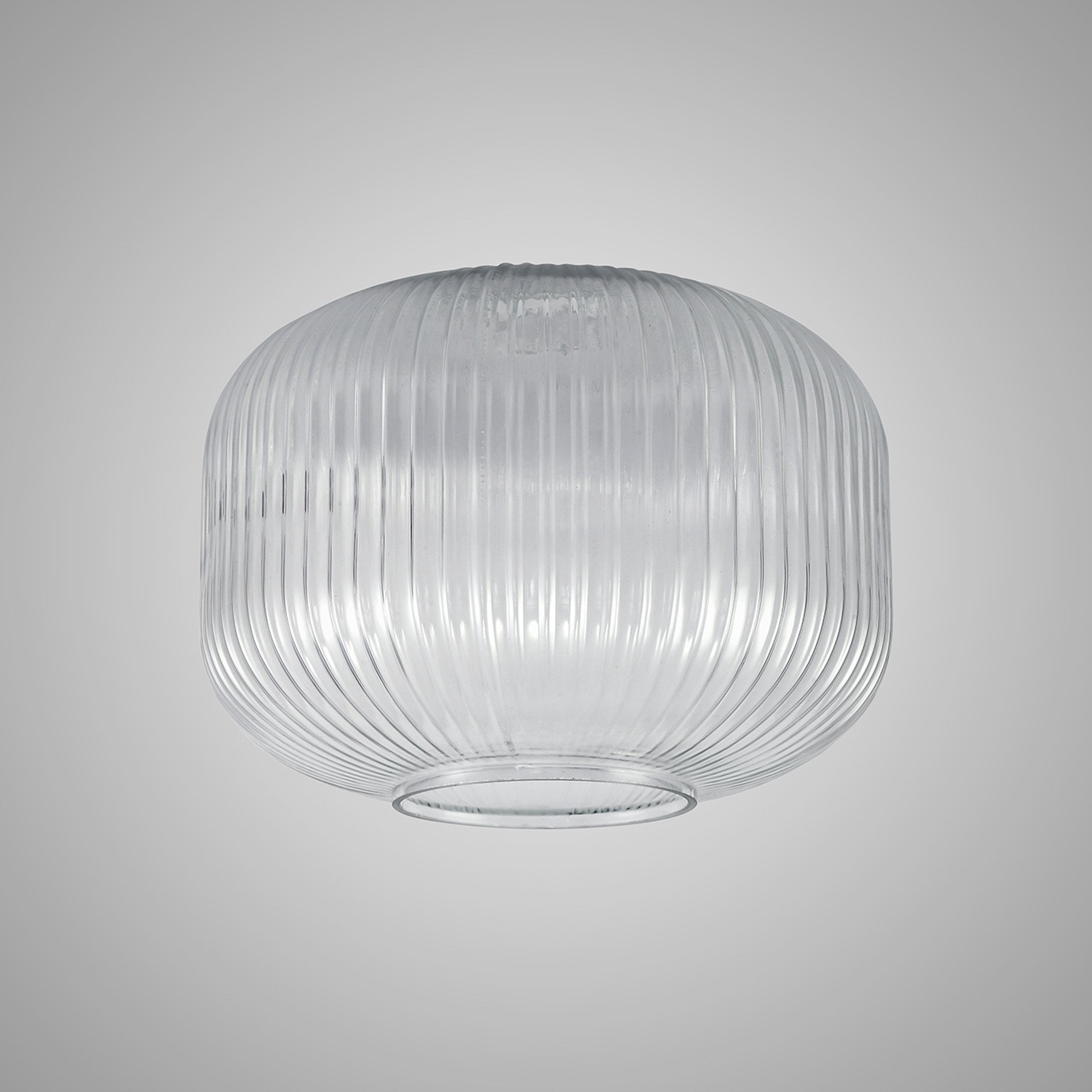 Fabula Springfield 30cm Pumpkin Shaped Ribbed Shade - Clear Glass - Shade Only