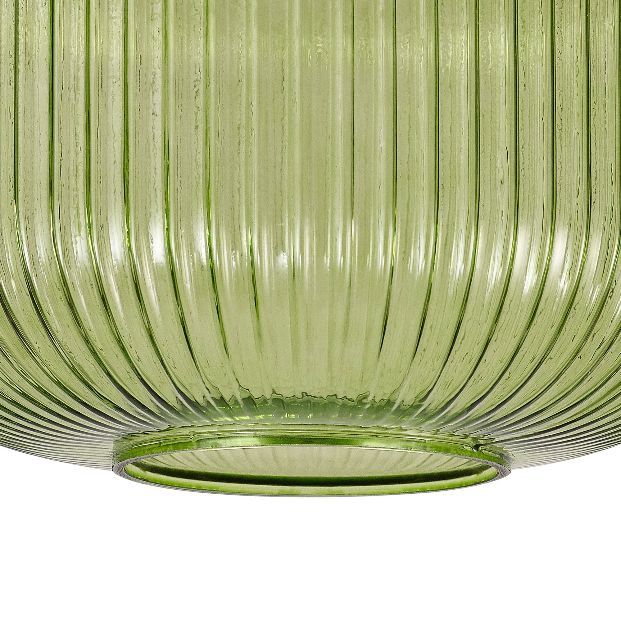 Fabula Springfield 30cm Pumpkin Shaped Ribbed Shade - Green Glass - Shade Only