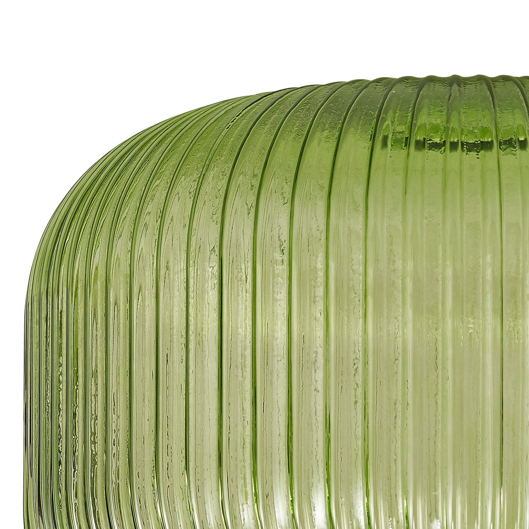 Fabula Springfield 30cm Pumpkin Shaped Ribbed Shade - Green Glass - Shade Only