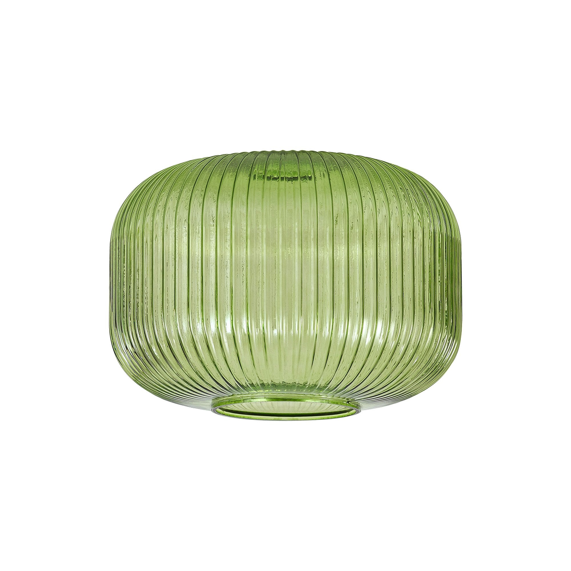 Fabula Springfield 30cm Pumpkin Shaped Ribbed Shade - Green Glass - Shade Only
