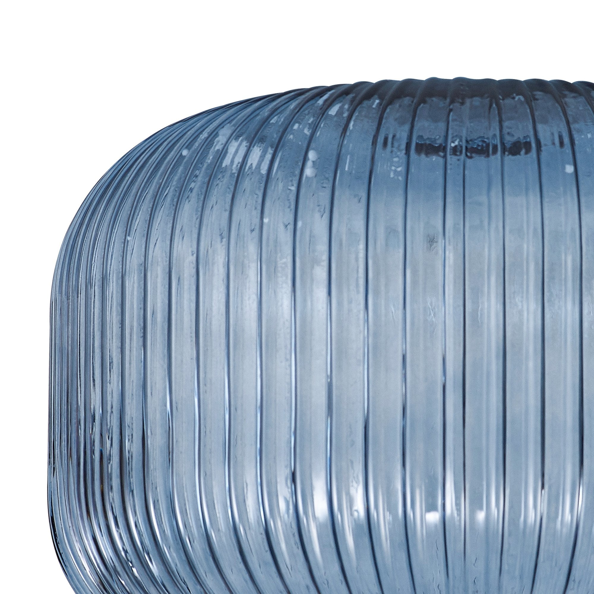 Fabula Springfield 30cm Pumpkin Shaped Ribbed Shade - Petrol Blue Glass - Shade Only