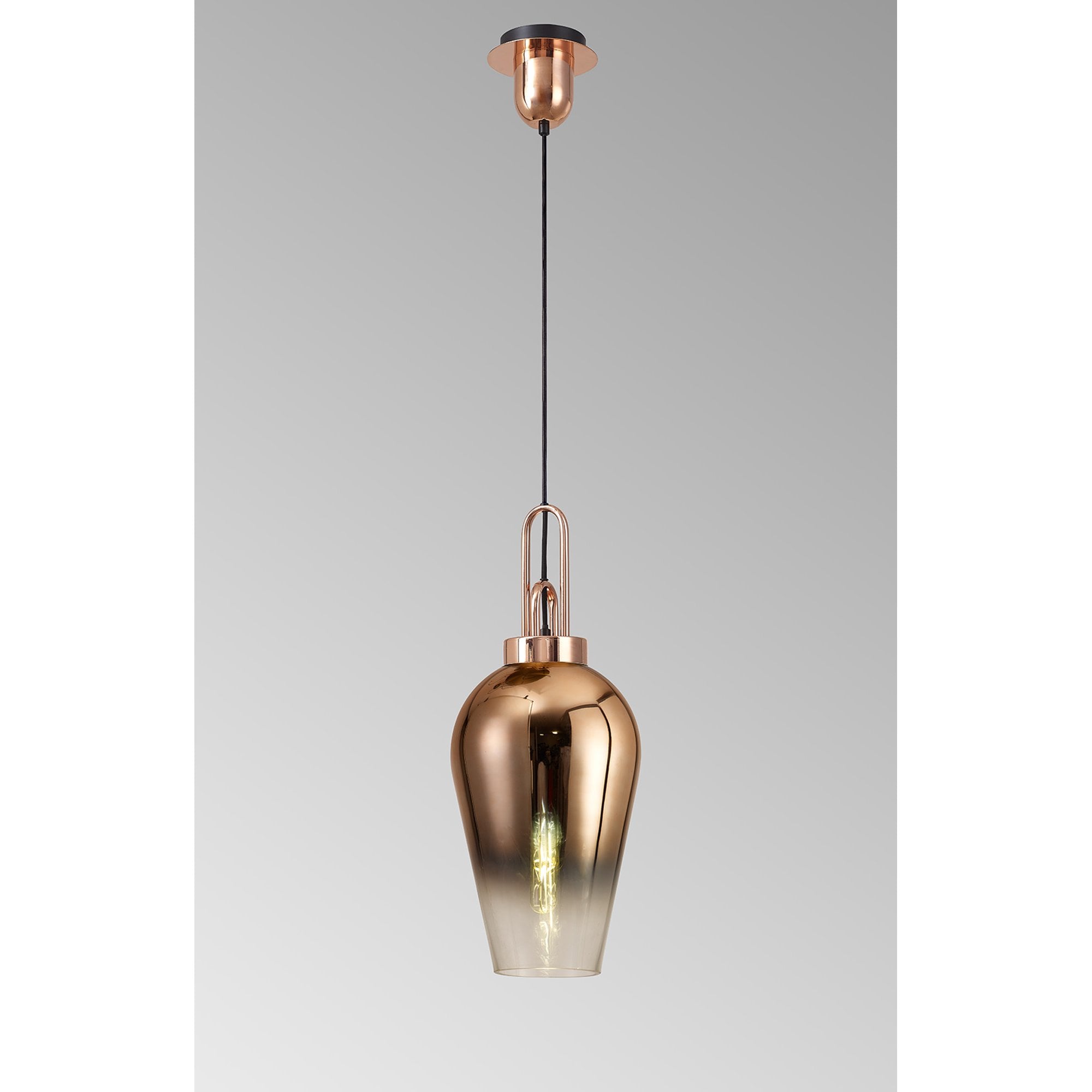 Fabula Springfield Single Pendant - 23cm Pear Glass Shade - Copper & Copper Fade Glass