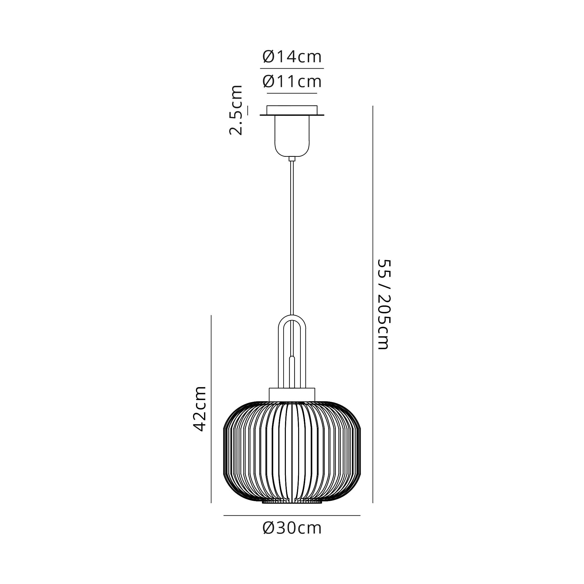 Fabula Springfield Single Pendant - 30cm Pumpkin Shaped Ribbed Glass Shade - Antique Silver & Opal Glass