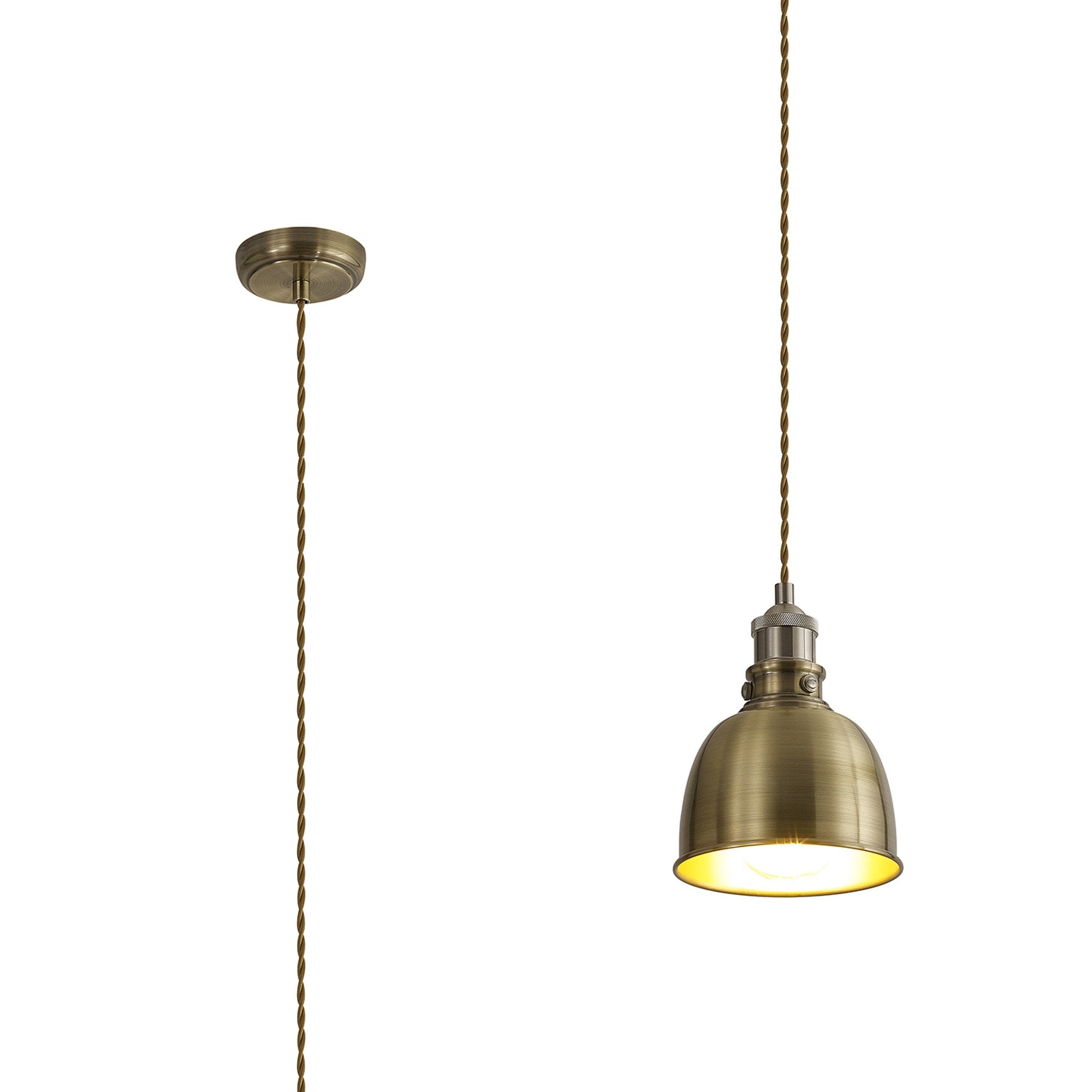 Fabula Sunnyside Small Pendant - Satin Nickel & Antique Brass