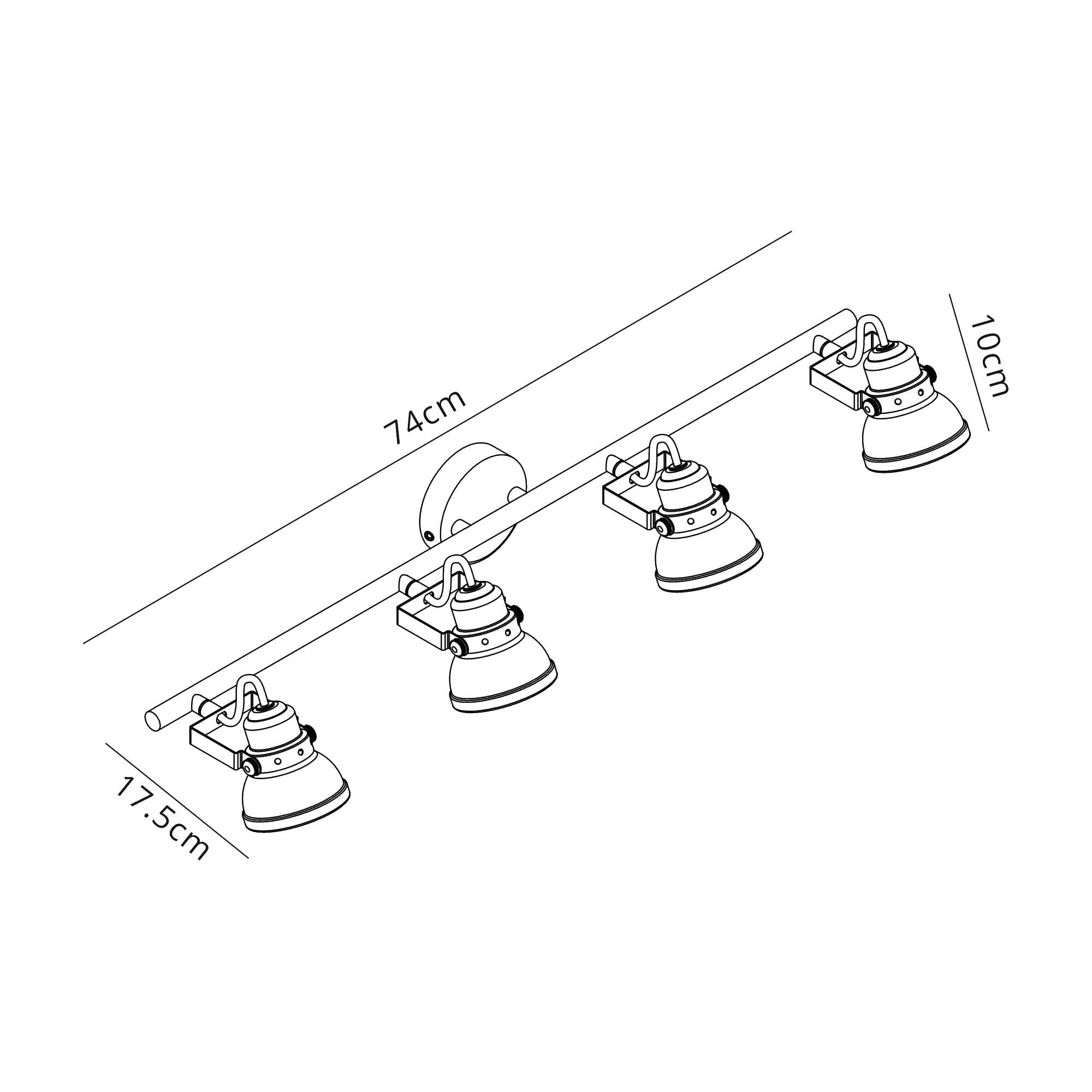 Fabula Thistle 4 Light Adjustable Linear Bar Spotlight - Matt Grey & Polished Chrome