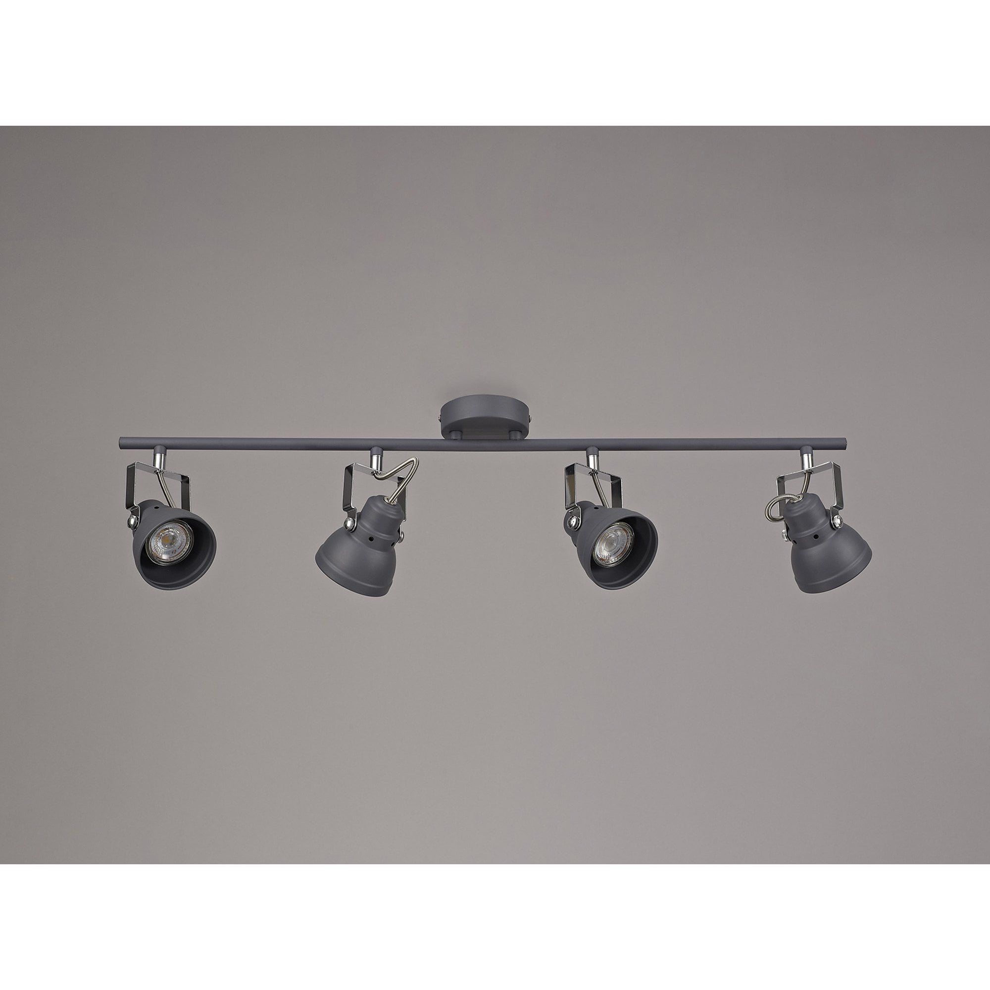 Fabula Thistle 4 Light Adjustable Linear Bar Spotlight - Matt Grey & Polished Chrome