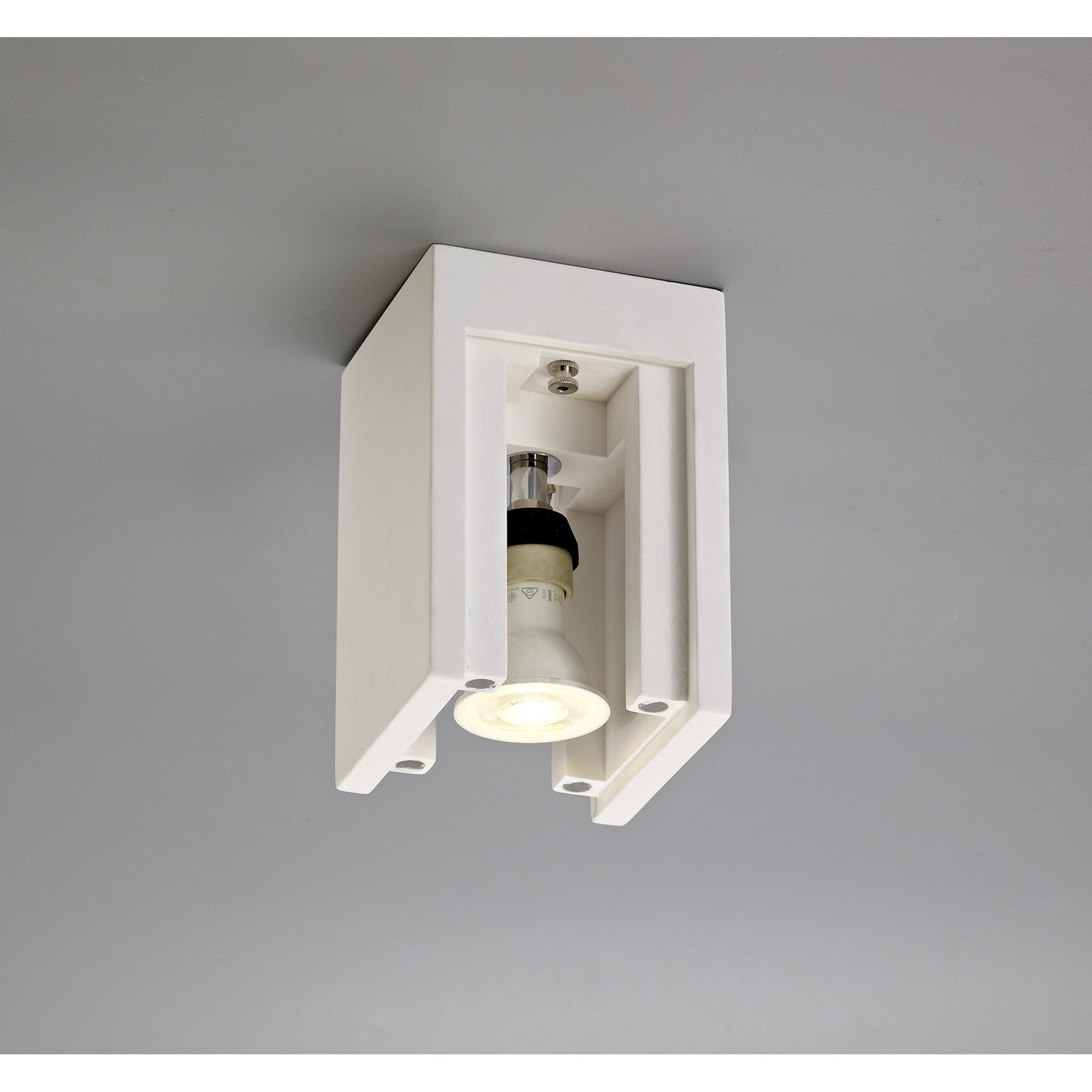 Fabula Trevose Single Square Ceiling Spot Light - White Paintable Gypsum